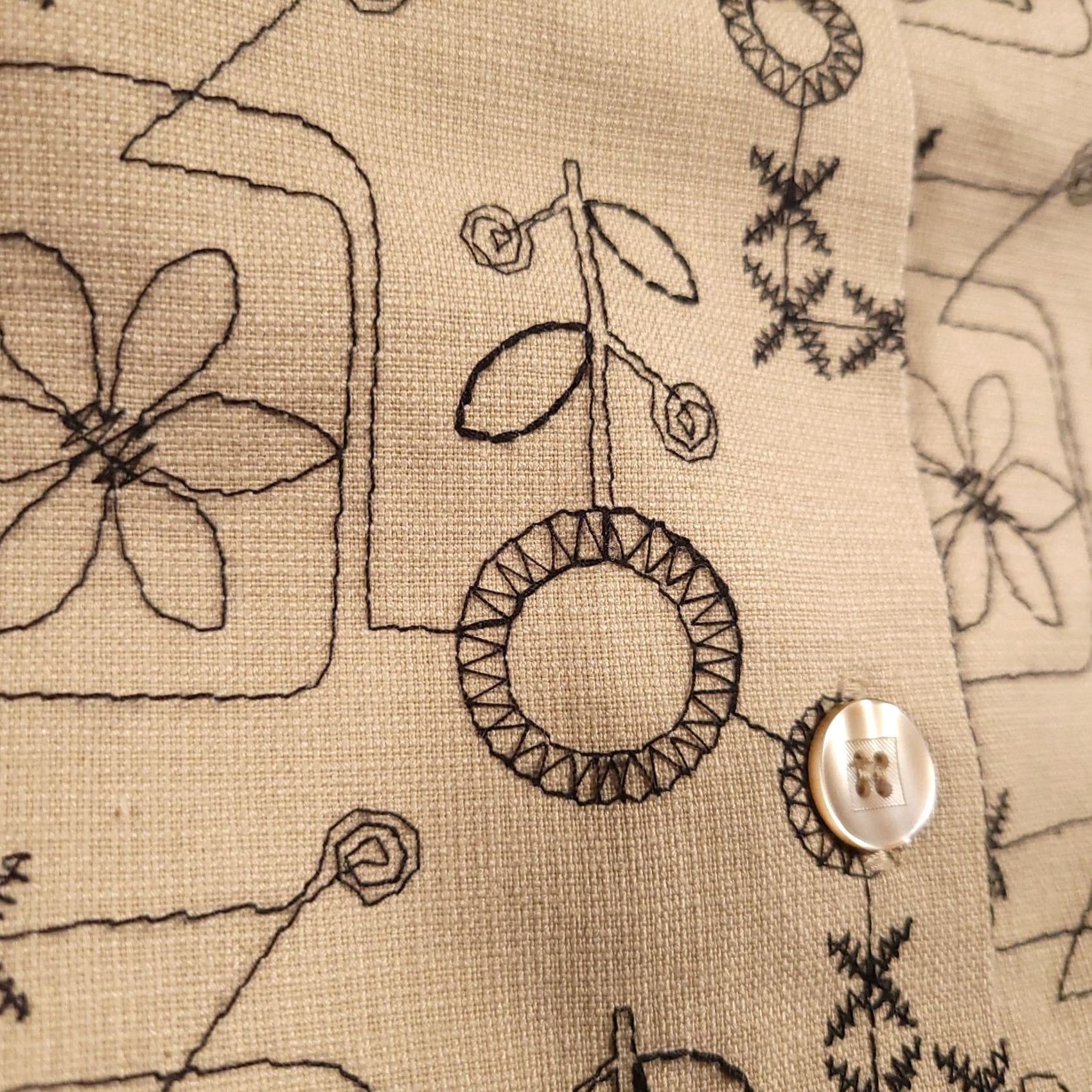 Vintage Alfred Dunner Linen Blend 3/4 Sleeve Embroidered Button Up Shirt Women's 14 Tan Beige Linen Blend Embroidered Button Up Shirt Womens 14 Tan Beige Size XL / US 12-14 / IT 48-50 - 6 Thumbnail