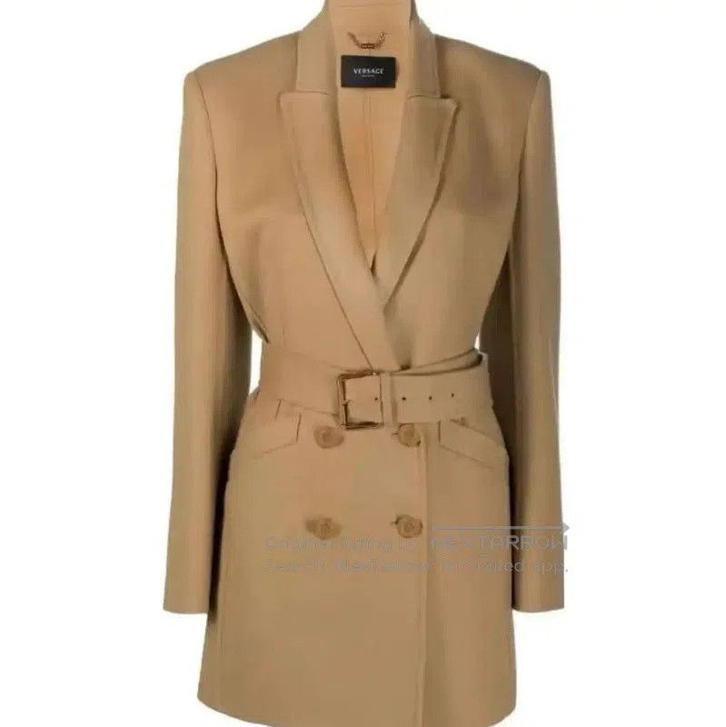 Versace Versace Winter Wool Long Coat in Khaki . Size L / US 10 / IT 46 - 9 Thumbnail
