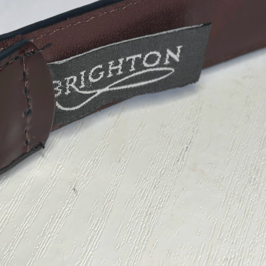 Brighton Brighton Belt Mens 40 Brown Solid Brass Buckle Leather English Calf Size 40 - 4 Thumbnail
