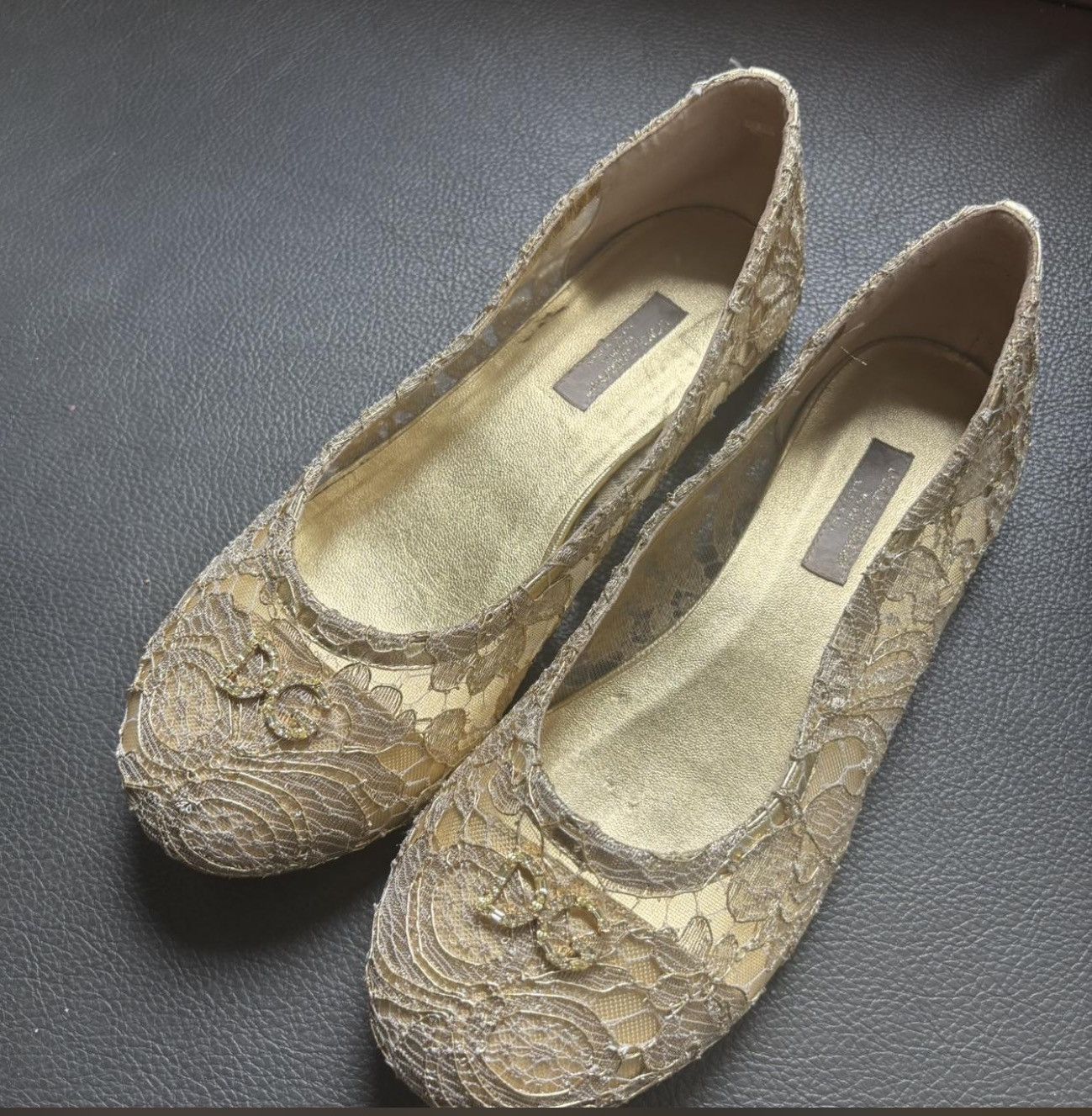 Dolce & Gabbana dolce and Gabbana gold lace flats Size US 7 / IT 37 - 2 Thumbnail