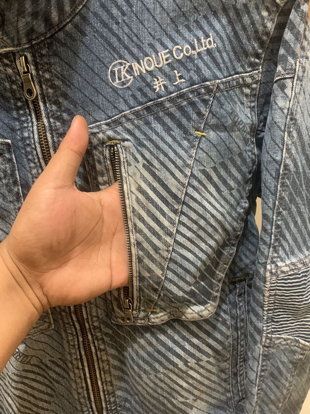If Six Was Nine × Japanese Brand × Le Grande Bleu (L.G.B.) Vintage Tora by Toraichi striped biker denim jacket Size US M / EU 48-50 / 2 - 4 Thumbnail