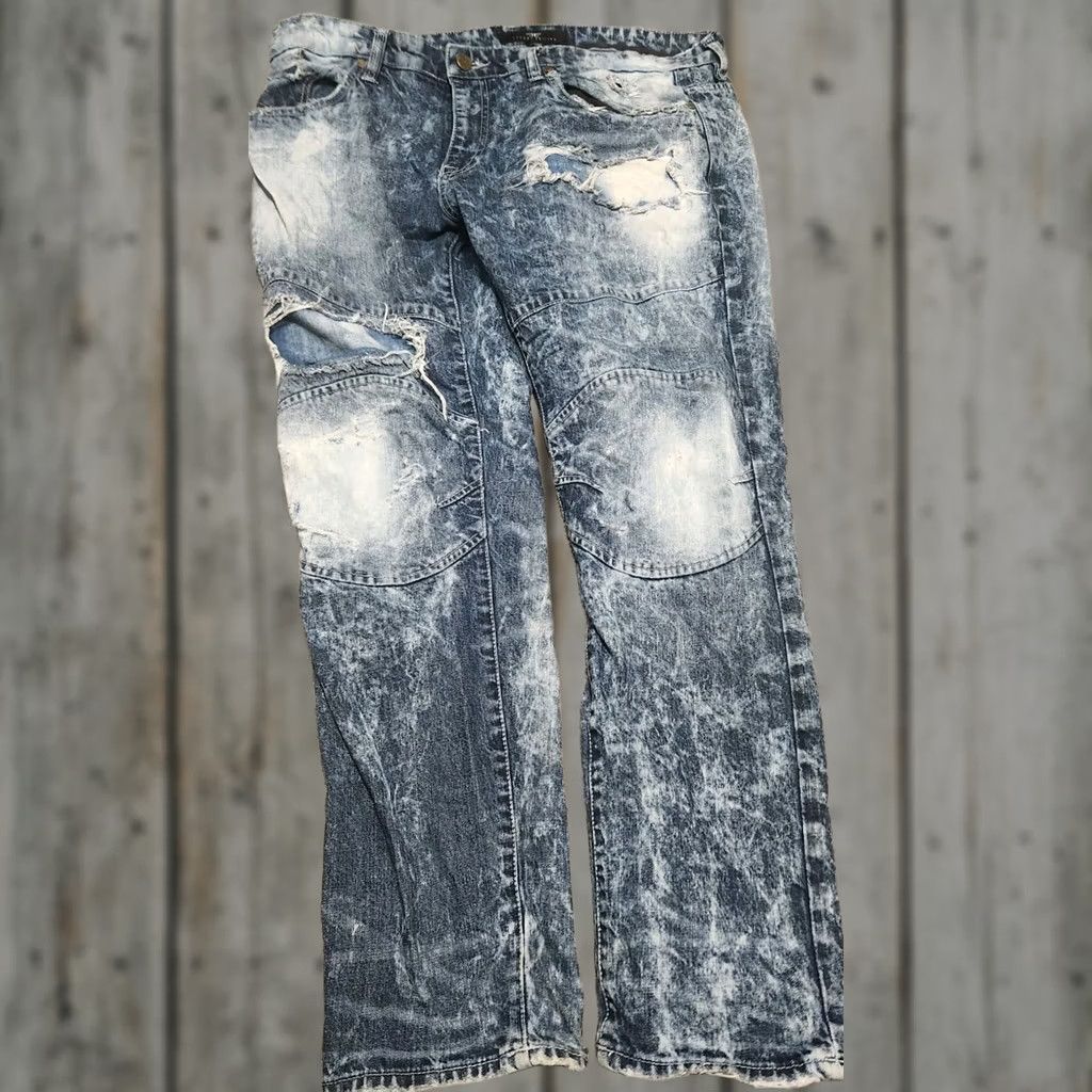 Jordan Craig Jordan Craig Mens Jeans 38x32 Legacy Edition Blue Acid Wash Distressed Straight Slim Rock Designer Rockstar Size US 38 / EU 54 - 1 Thumbnail