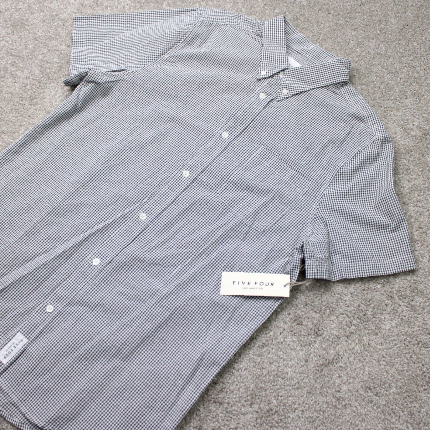 Vintage Five Four Halstead Shirt Mens Large Black/White Checkered Cotton S/S Button Down Collared Casual NWT Vintage No Size US L / EU 52-54 / 3 - 4 Thumbnail