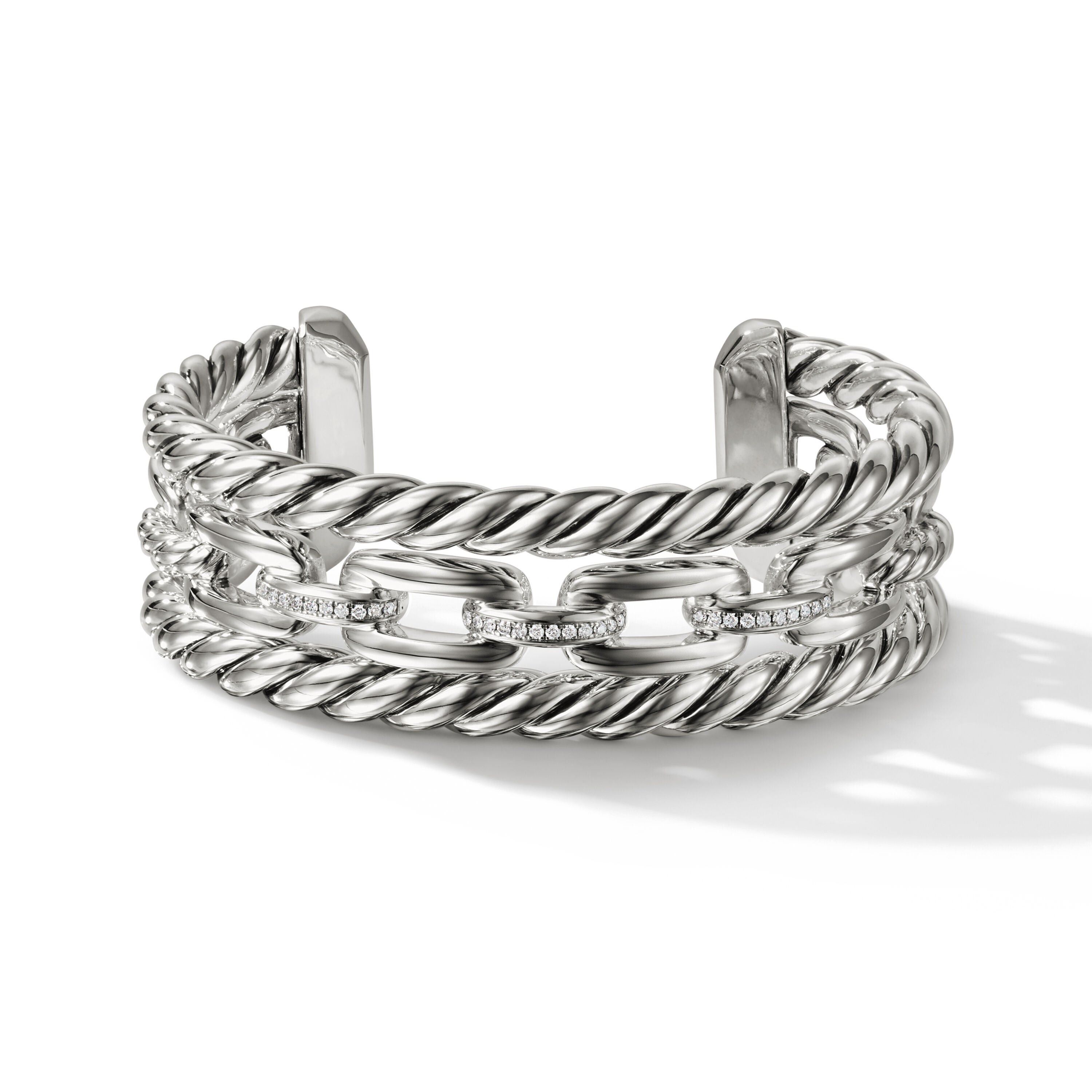 David Yurman o1w1db10526 B13680D Size:M/ Three-Row Cuff in Silver Size ONE SIZE - 1 Thumbnail