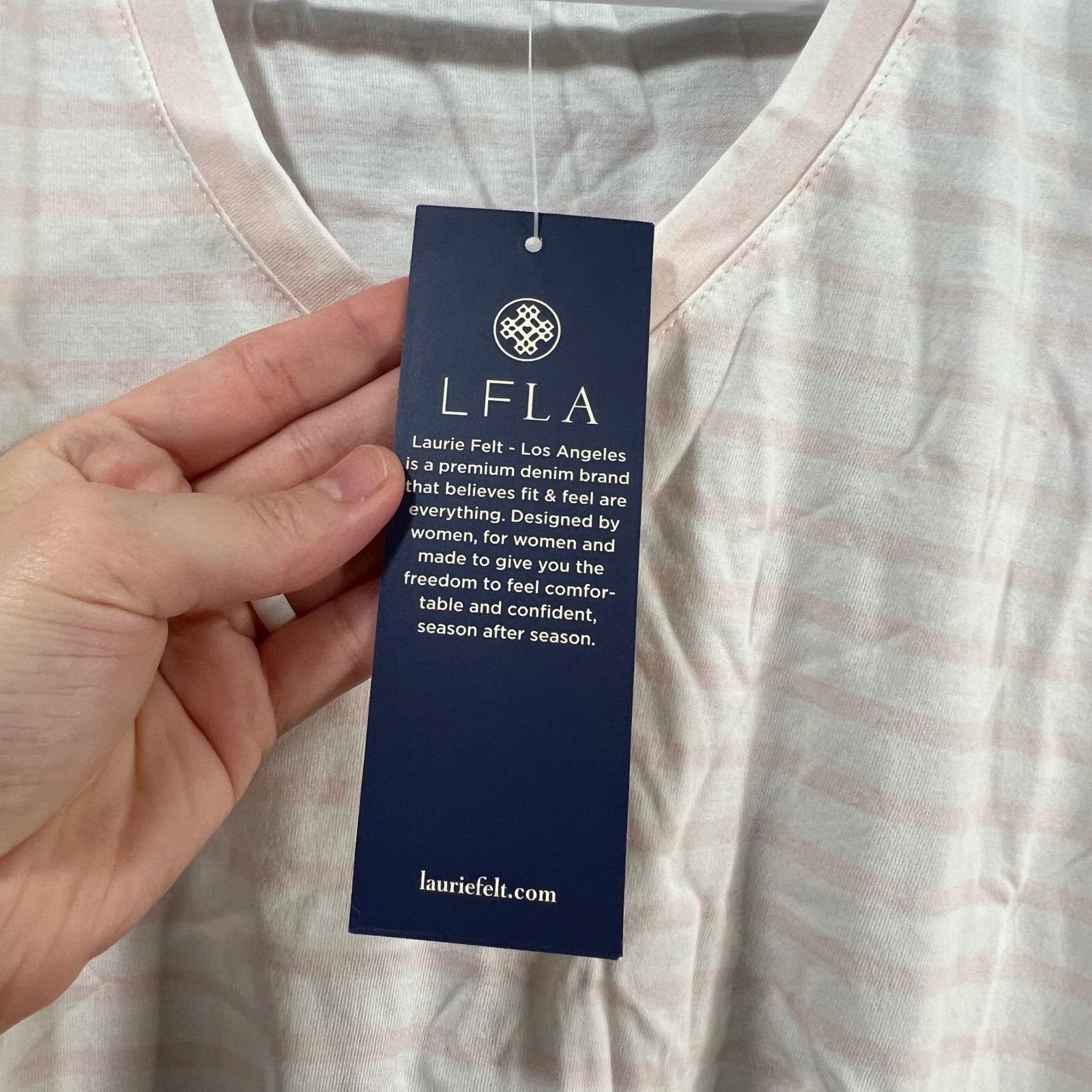 Other Laurie Felt Contrast Stripe V-Neck Tee Soft Pink, Small Size S / US 4 / IT 40 - 7 Thumbnail
