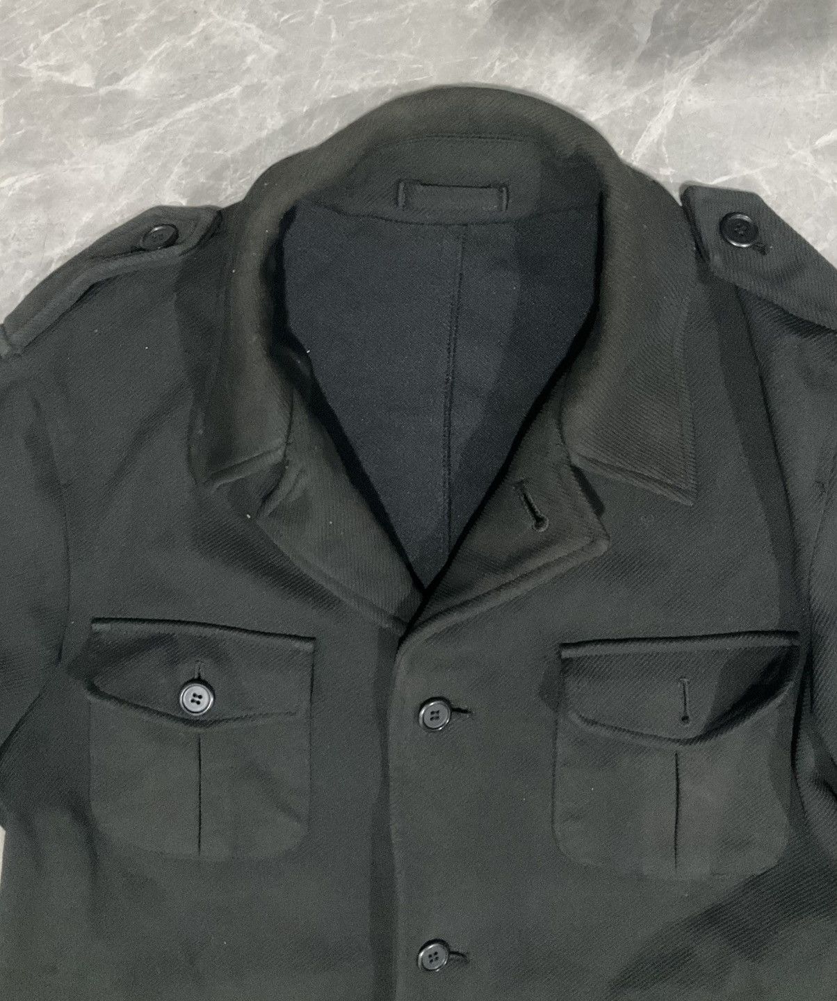 Japanese Brand × Vintage Wool Coat Militry Black Design Size US L / EU 52-54 / 3 - 4 Thumbnail