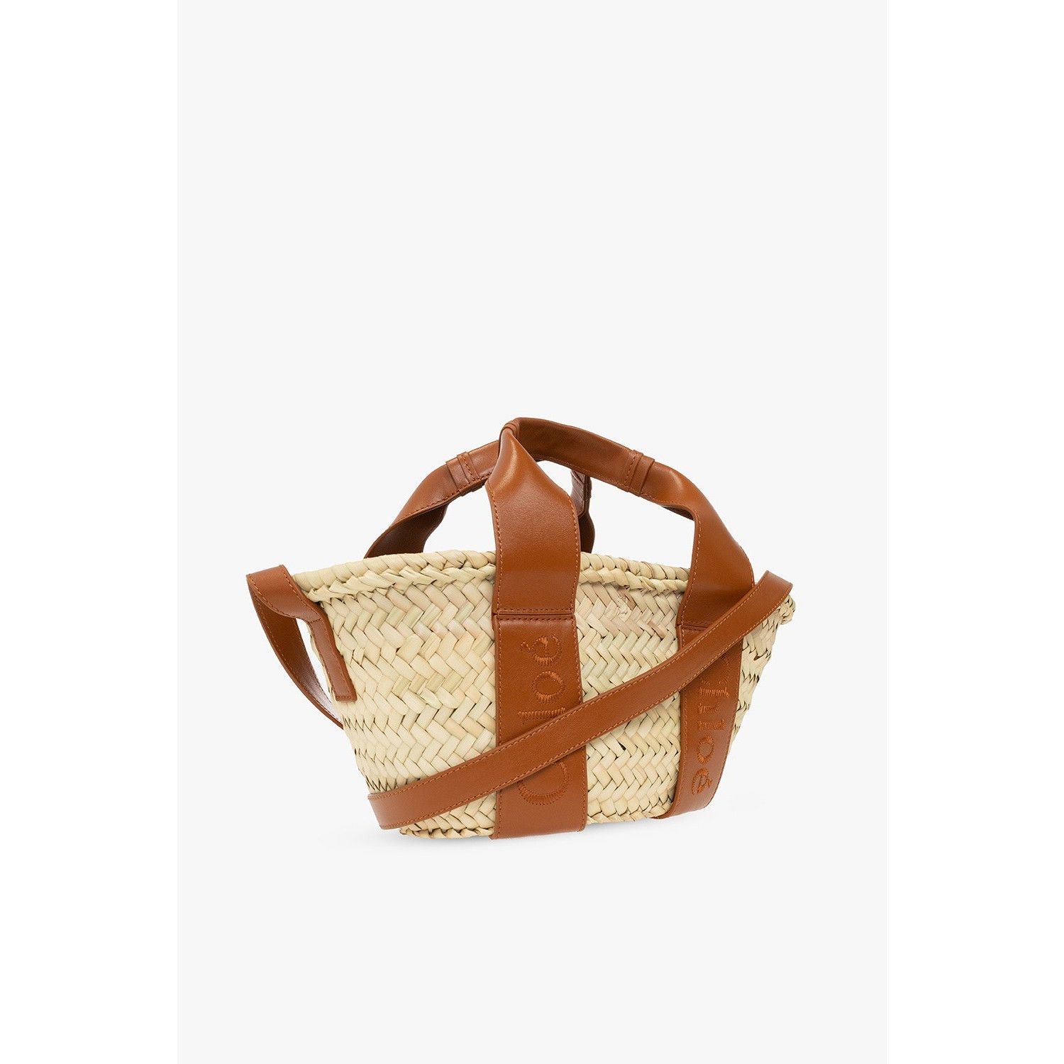 Chloe Chloe Small Sense Caramel Raffia Effect Palm Basket Handbag Size ONE SIZE - 3 Thumbnail