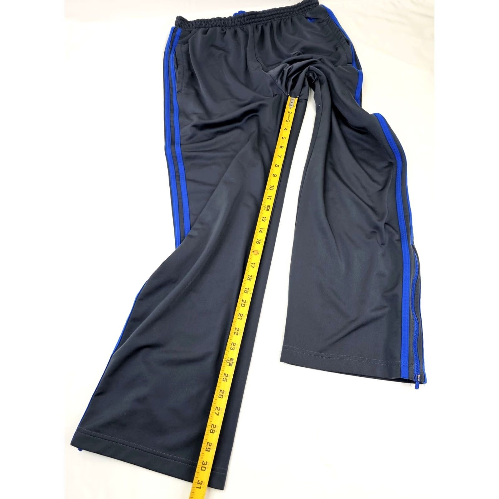 Adidas adidas Fleece Track Athletic Pants Men L 31x31 Gray Blue Straight Leg Zip Cuff Size US 33 - 4 Thumbnail
