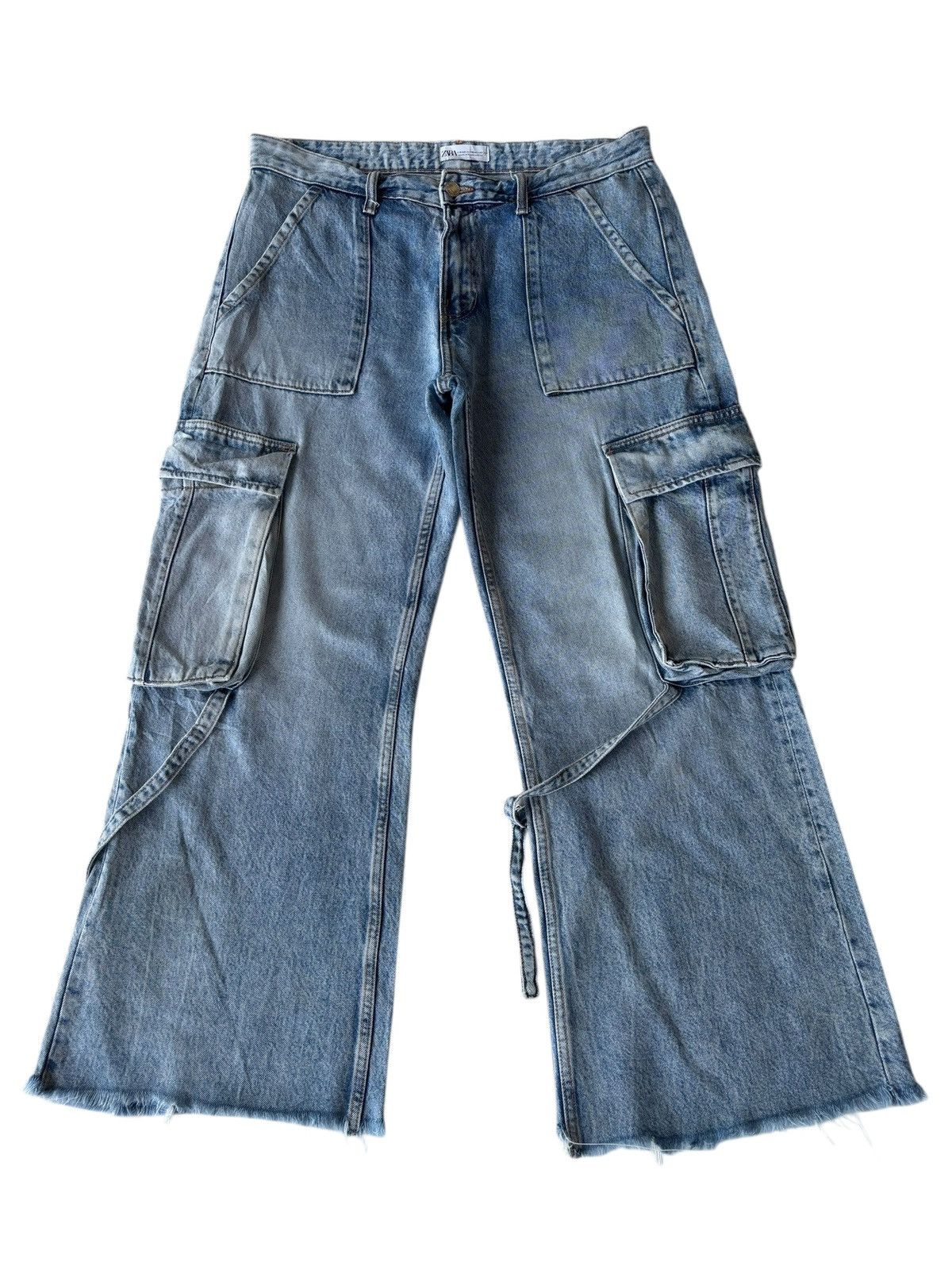 If Six Was Nine 💥SICK BAGGY FLARE MULTI POCKET CARGO JEANS ZARA BAGGY JEAN Size US 35 - 7 Thumbnail