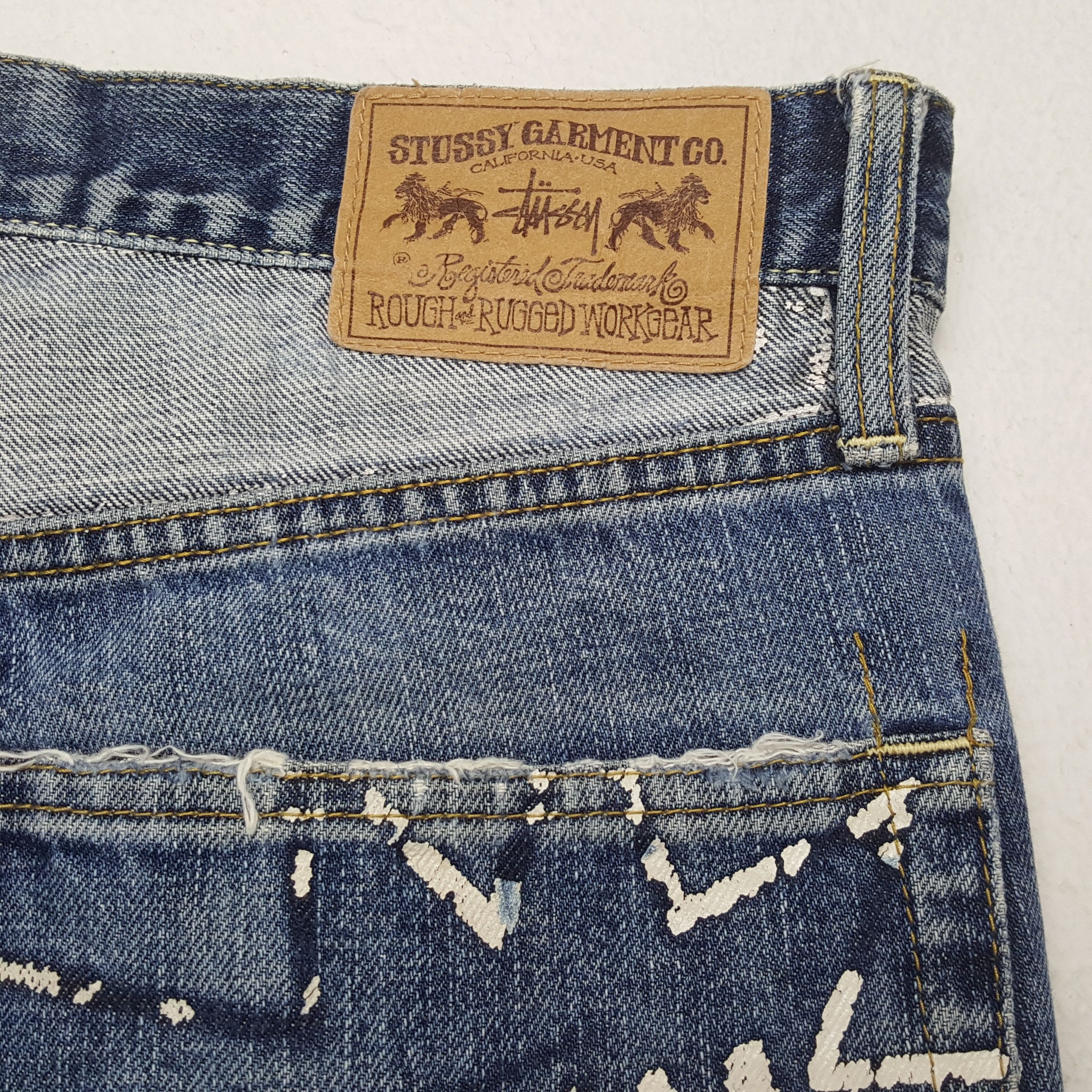 Stussy × Vintage STUSSY Streetwear Skateboard Style Distressed Jeans Size US 35 - 14 Thumbnail