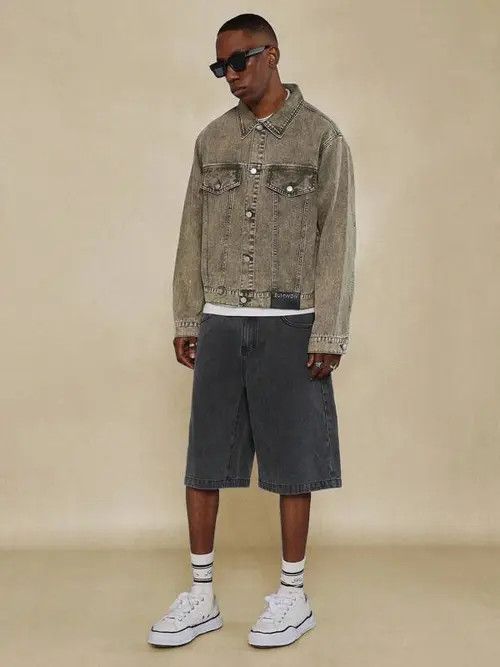 Jean Washed Denim Jeans Drip Drill Shorts Jorts Size US 34 / EU 50 - 2 Thumbnail