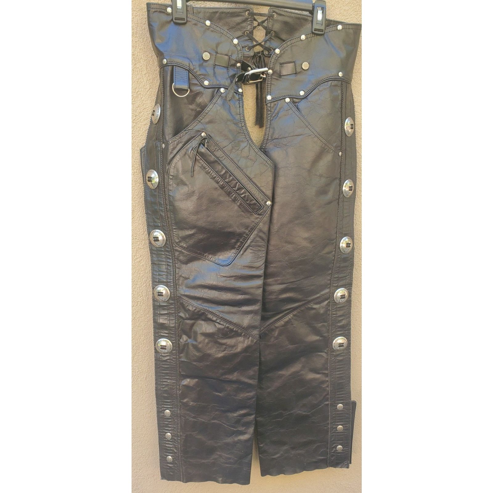 Harley Davidson Harley Davidson Chaps Womens Leather S black bar zip Snap Size 30" / US 8 / IT 44 - 2 Thumbnail