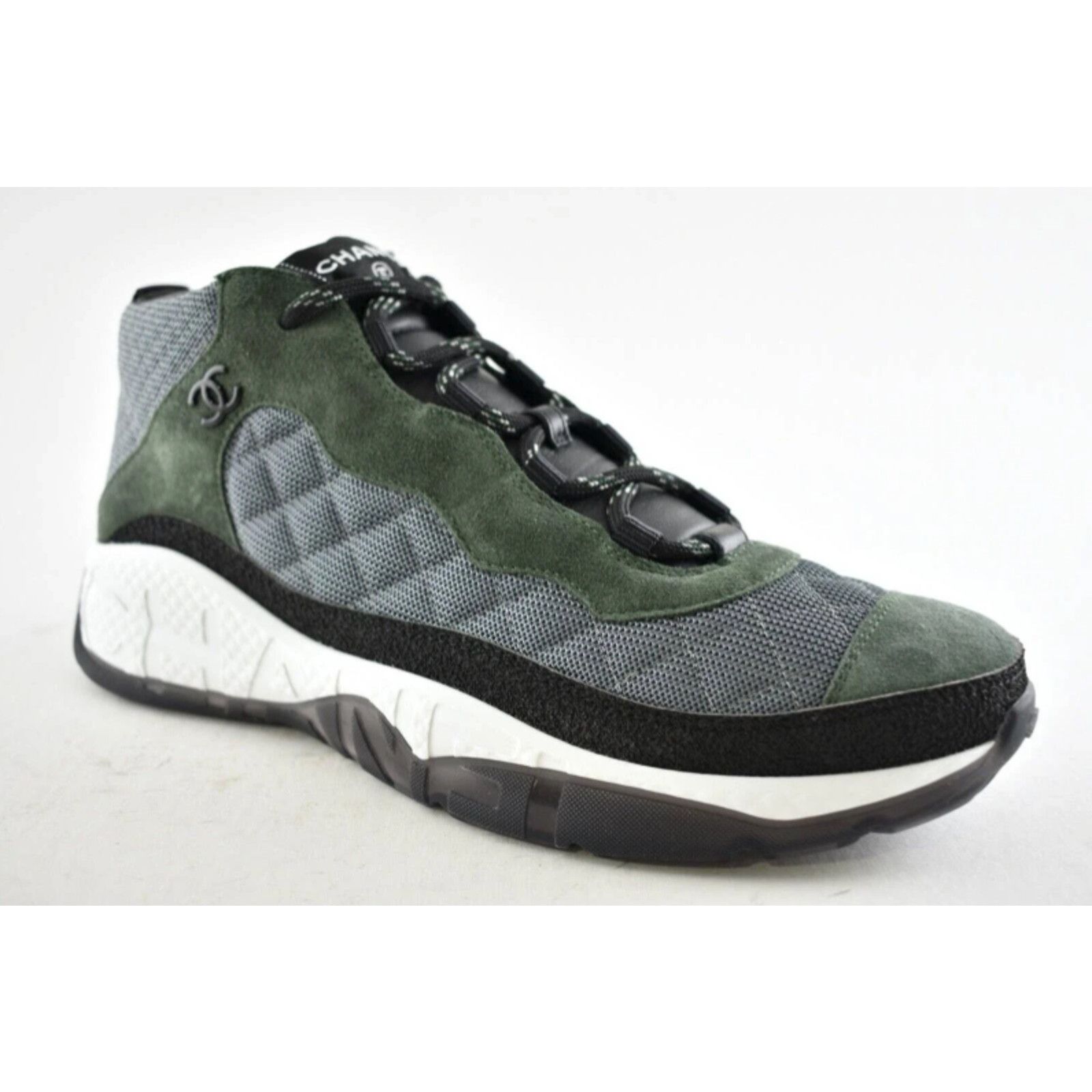 Chanel Chanel Suede CC Logo Lace Up Mid Top Trainer Sneaker 44 11 Size US 11 / EU 44 - 2 Thumbnail