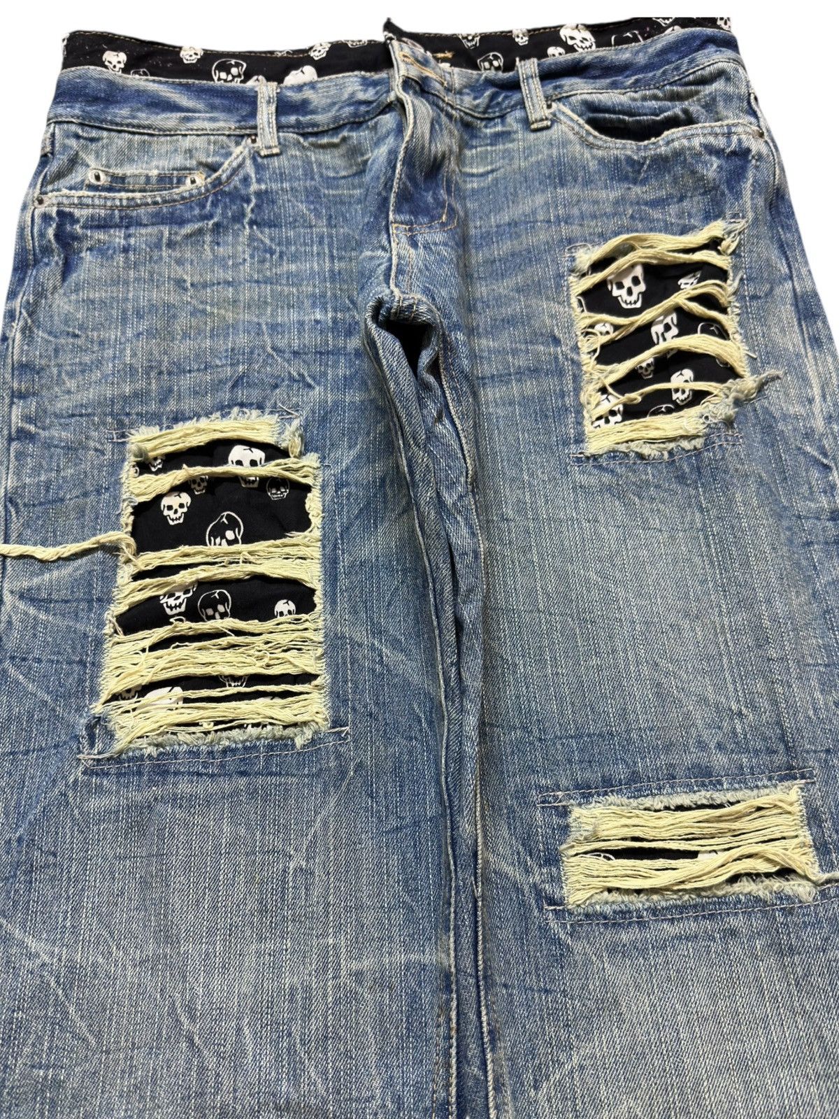 Mastermind Japan Vintage Japanese Brand Double Waist Skull Essence Denim Size US 31 - 4 Thumbnail