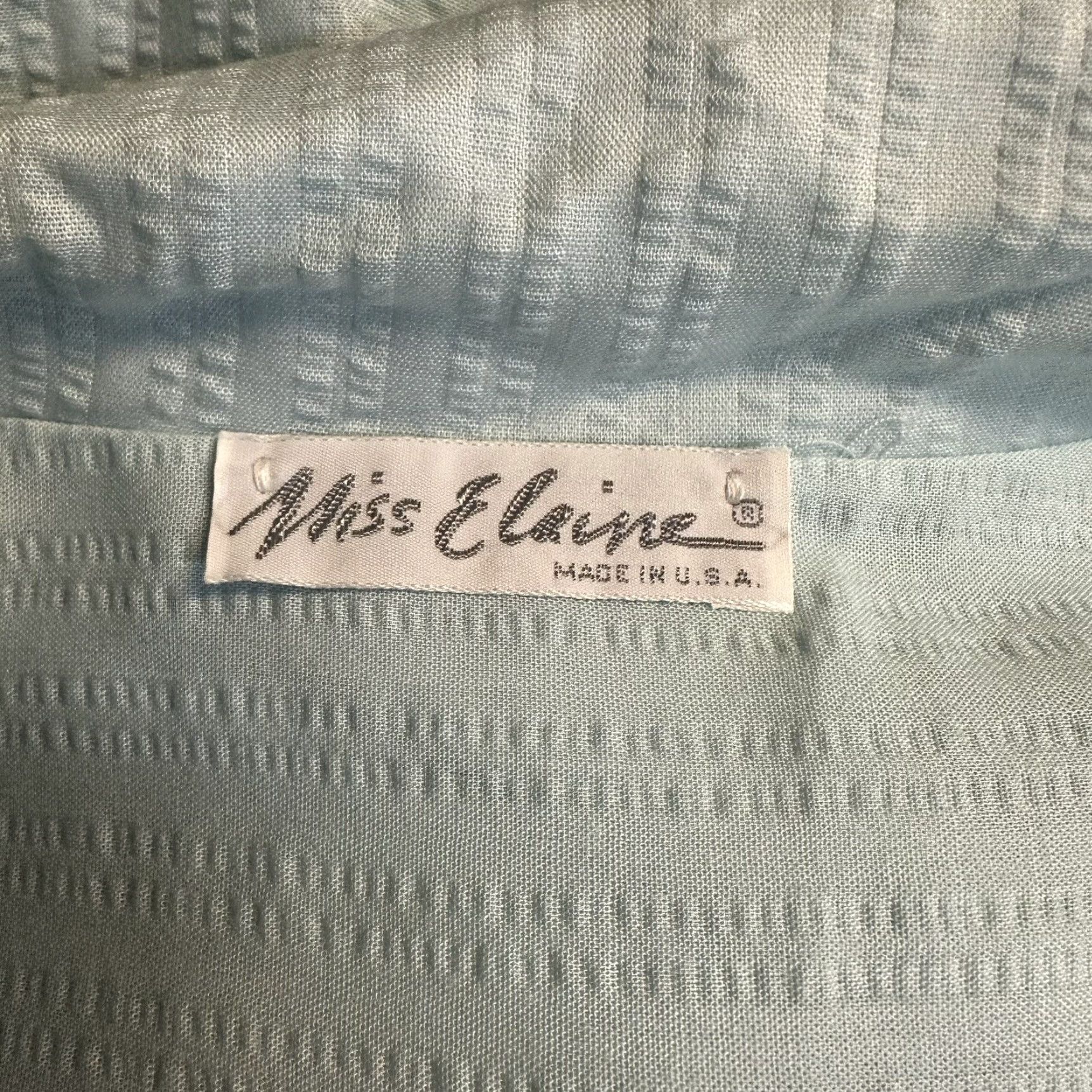 Vintage VINTAGE Miss Elaine Blue Lace Ruffle Housecoat Robe Snap Front L Union Made in USA NEW NOS Sh y Size ONE SIZE - 7 Thumbnail