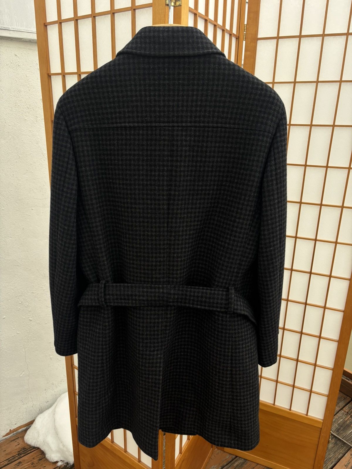 Ermenegildo Zegna Charcoal Check Overcoat Size US L / EU 52-54 / 3 - 2 Thumbnail