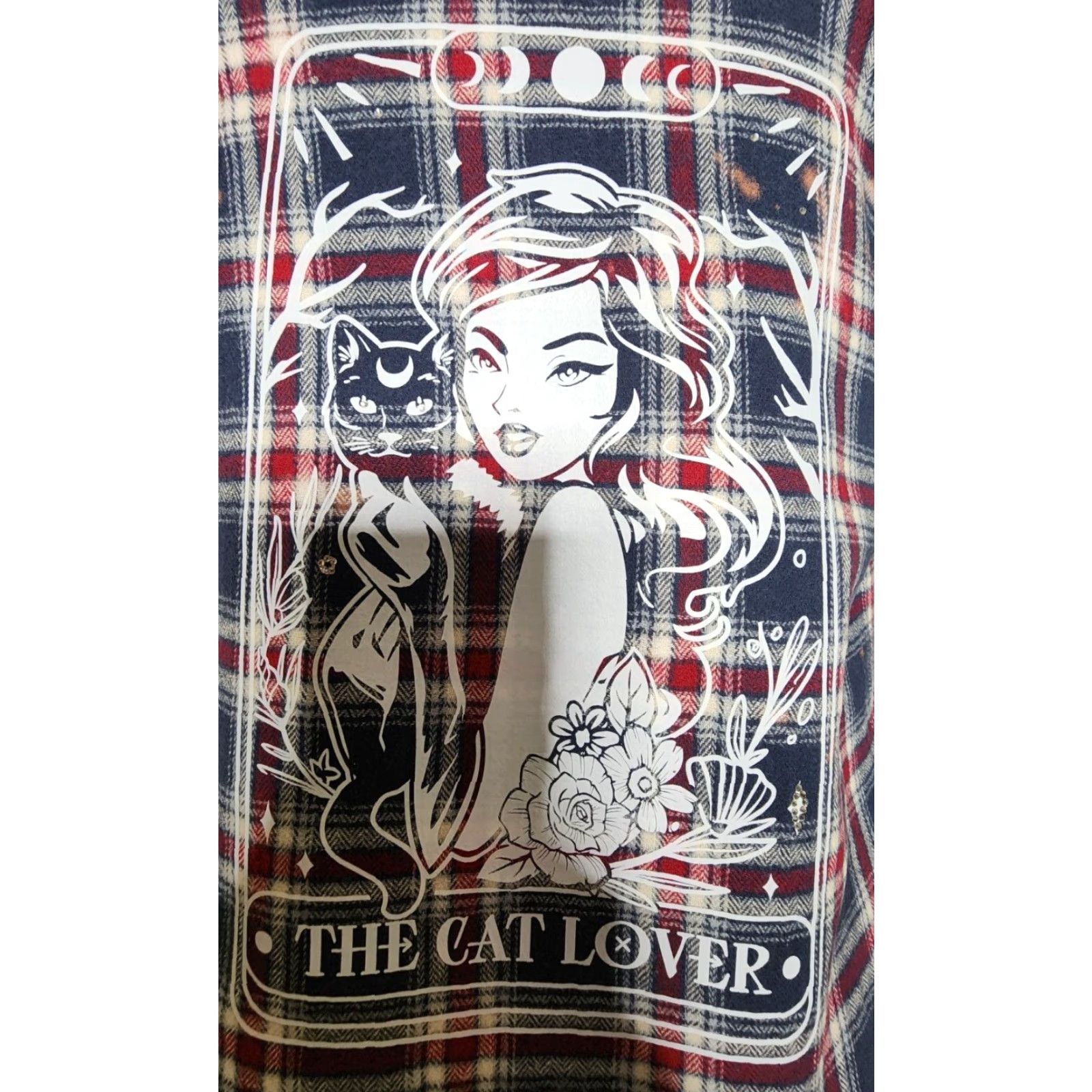 Vintage VINTAGE Womens Button-Up Flannel Shirt Casual Plaid Cotton All Seasons M Blue Cat Lover Tarot Halloween Size M / US 6-8 / IT 42-44 - 5 Thumbnail