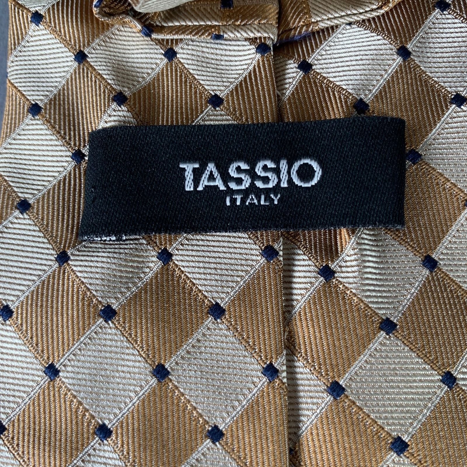 Other TASSIO Beige Cream Checkered Silk Tie Size ONE SIZE - 3 Thumbnail