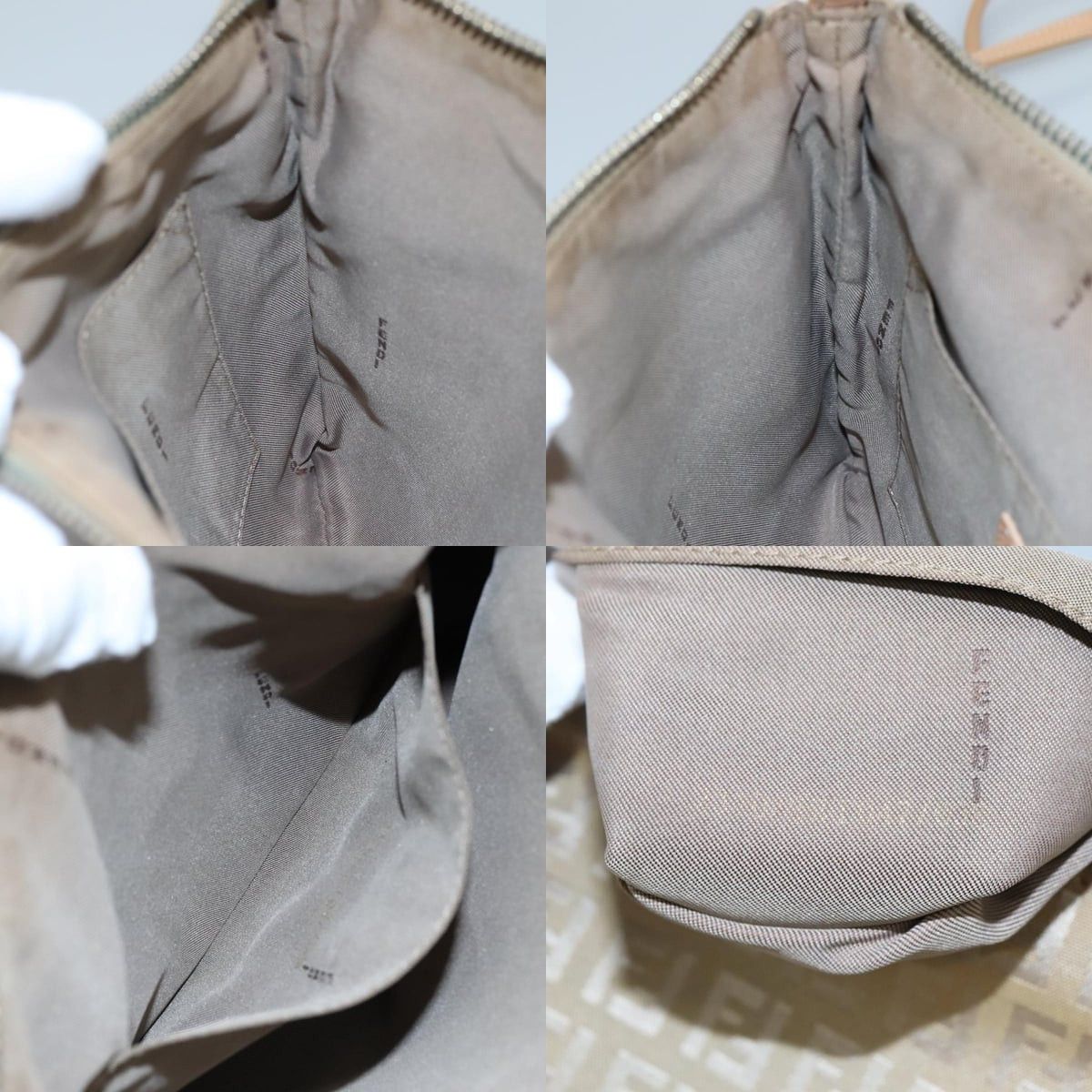 Fendi FENDI Zucchino Canvas Shoulder Bag Beige Gold Size ONE SIZE - 12 Thumbnail