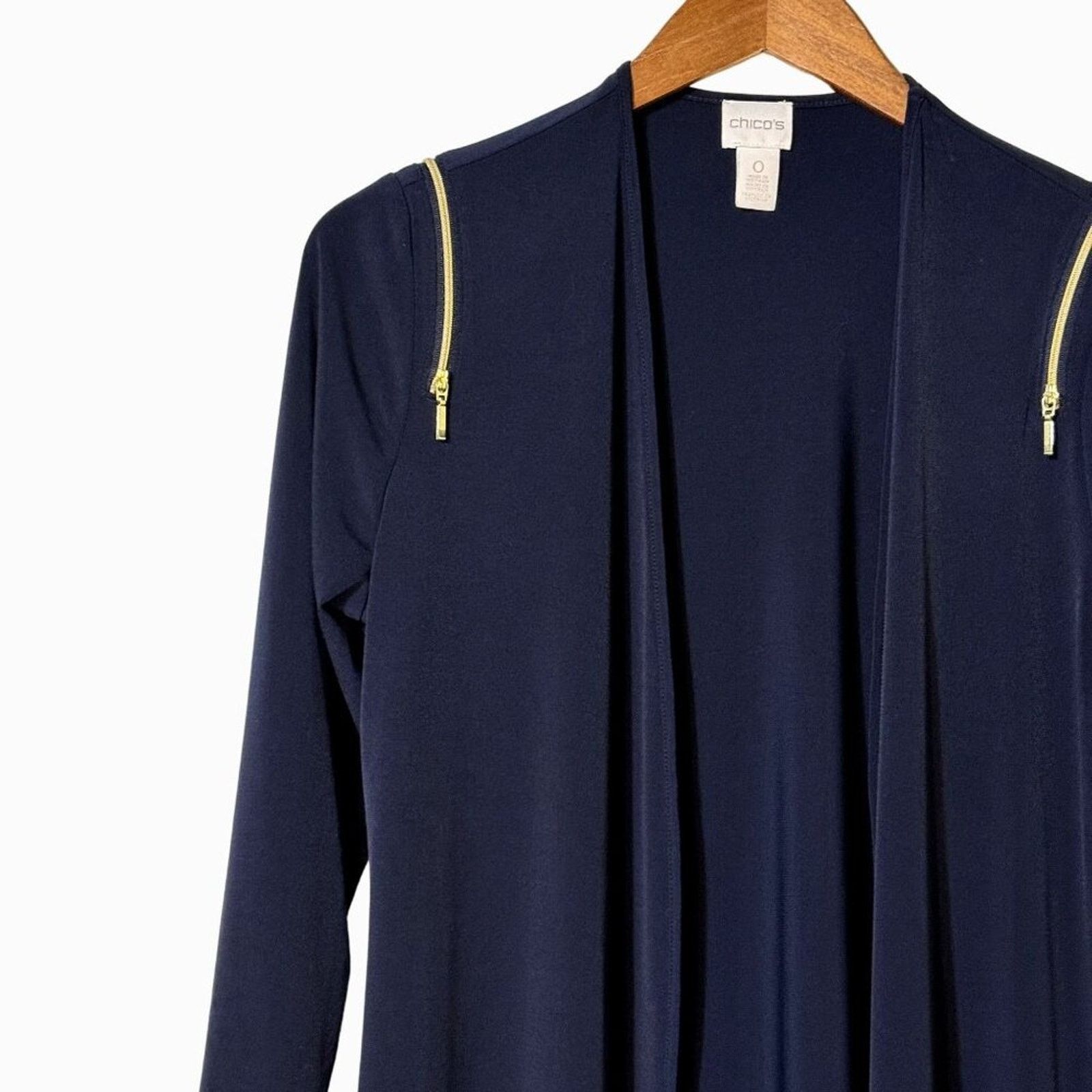 Chicos Chico's Blue 3/4 Sleeve Open Front Cardigan Size Small Size S / US 4 / IT 40 - 3 Thumbnail