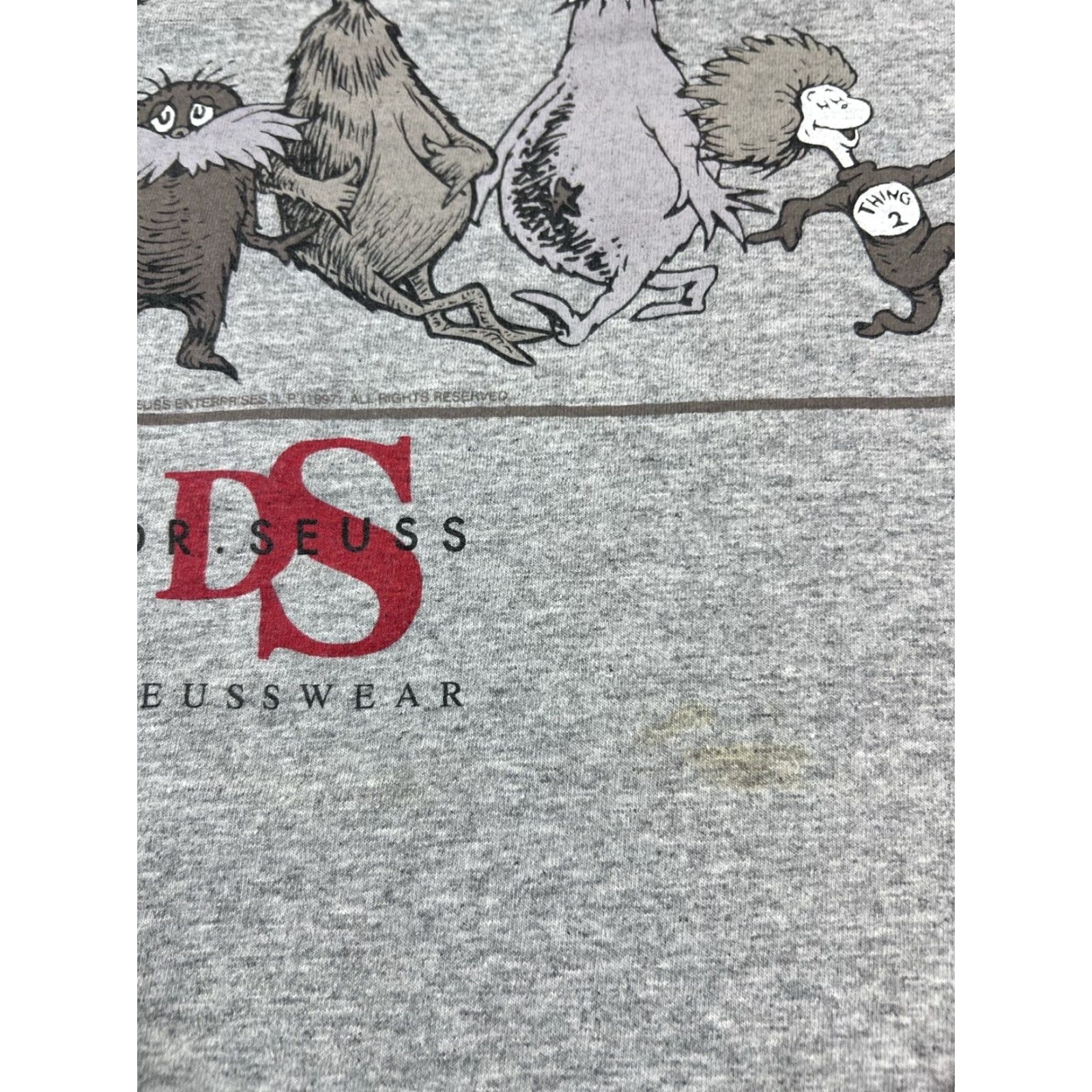 Vintage VINTAGE Dr Seuss T Shirt 90s Gray Crew Neck Short Sleeve Large L Mens Graphic Print Lorax Grinch Seuss Wear The Grinch The Lorax Size US L / EU 52-54 / 3 - 3 Thumbnail