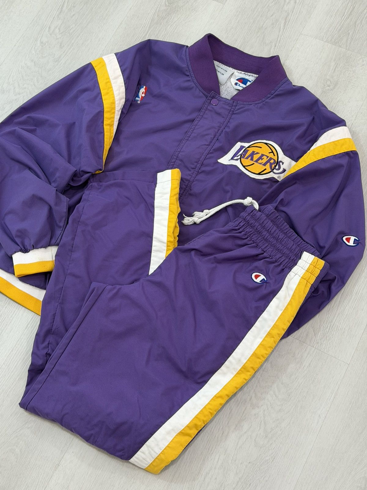 Champion Vintage 90s Champion LA Lakers NBA Warm Up Full Set Medium Size US M / EU 48-50 / 2 - 4 Thumbnail