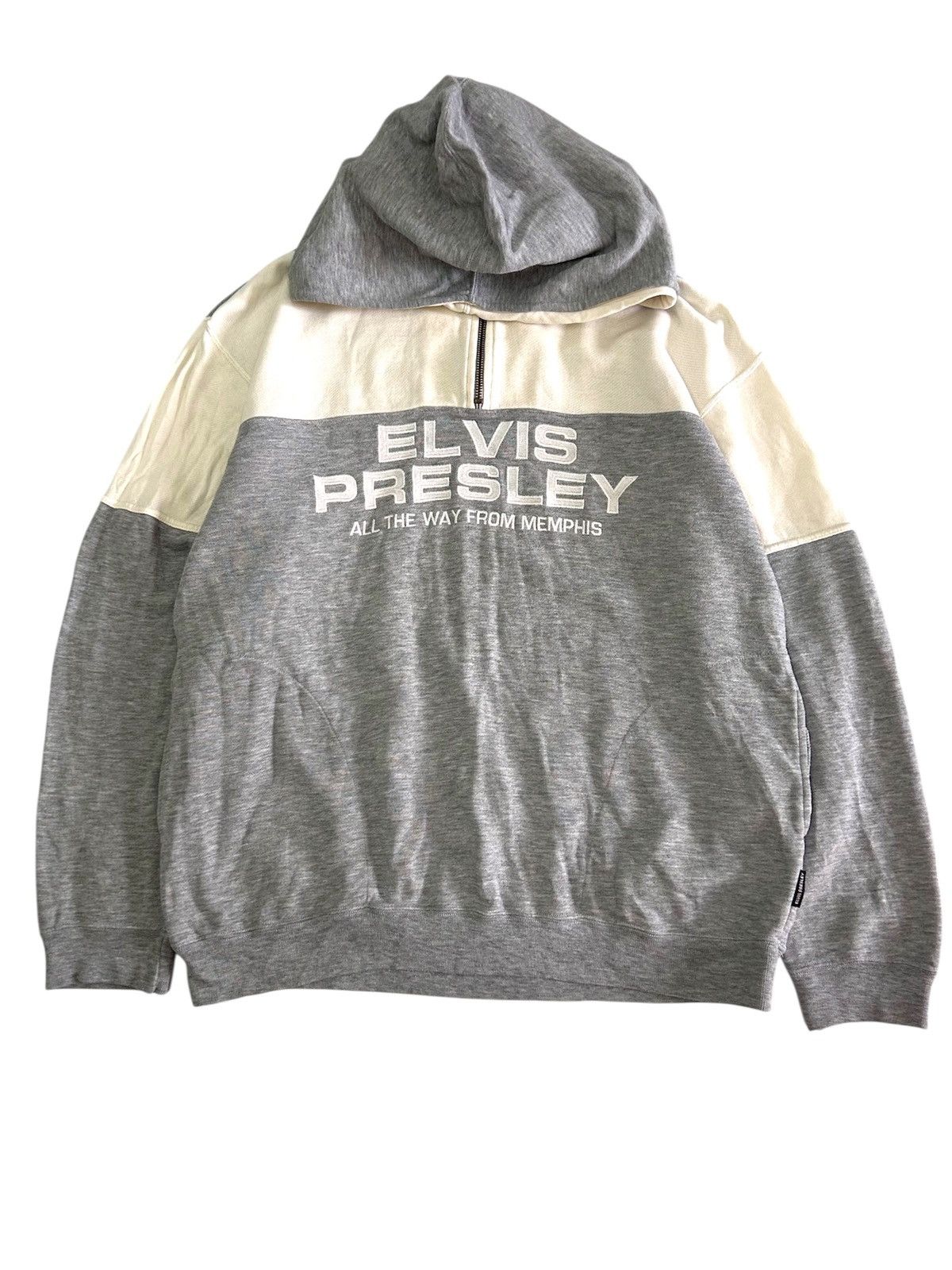 Band Tees × Vintage Vintage 90s ELVIS PRESLEY Embroidered Zipper Hoodie Size US L / EU 52-54 / 3 - 1 Thumbnail