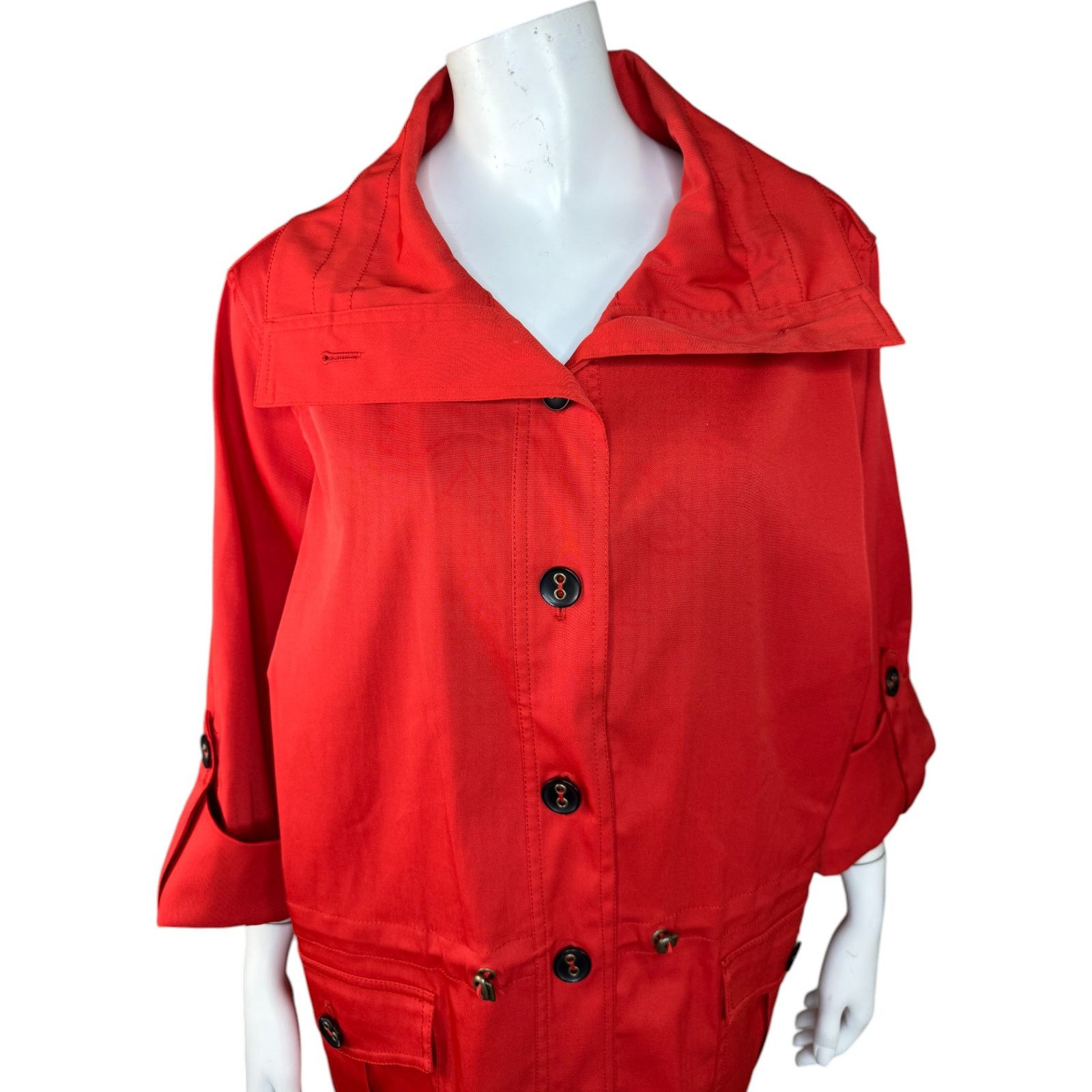 Other Ruby Rd. Women's 16W Button Front Jacket Red-Orange Pockets Size XXL / US 16-18 / IT 52-54 - 4 Thumbnail