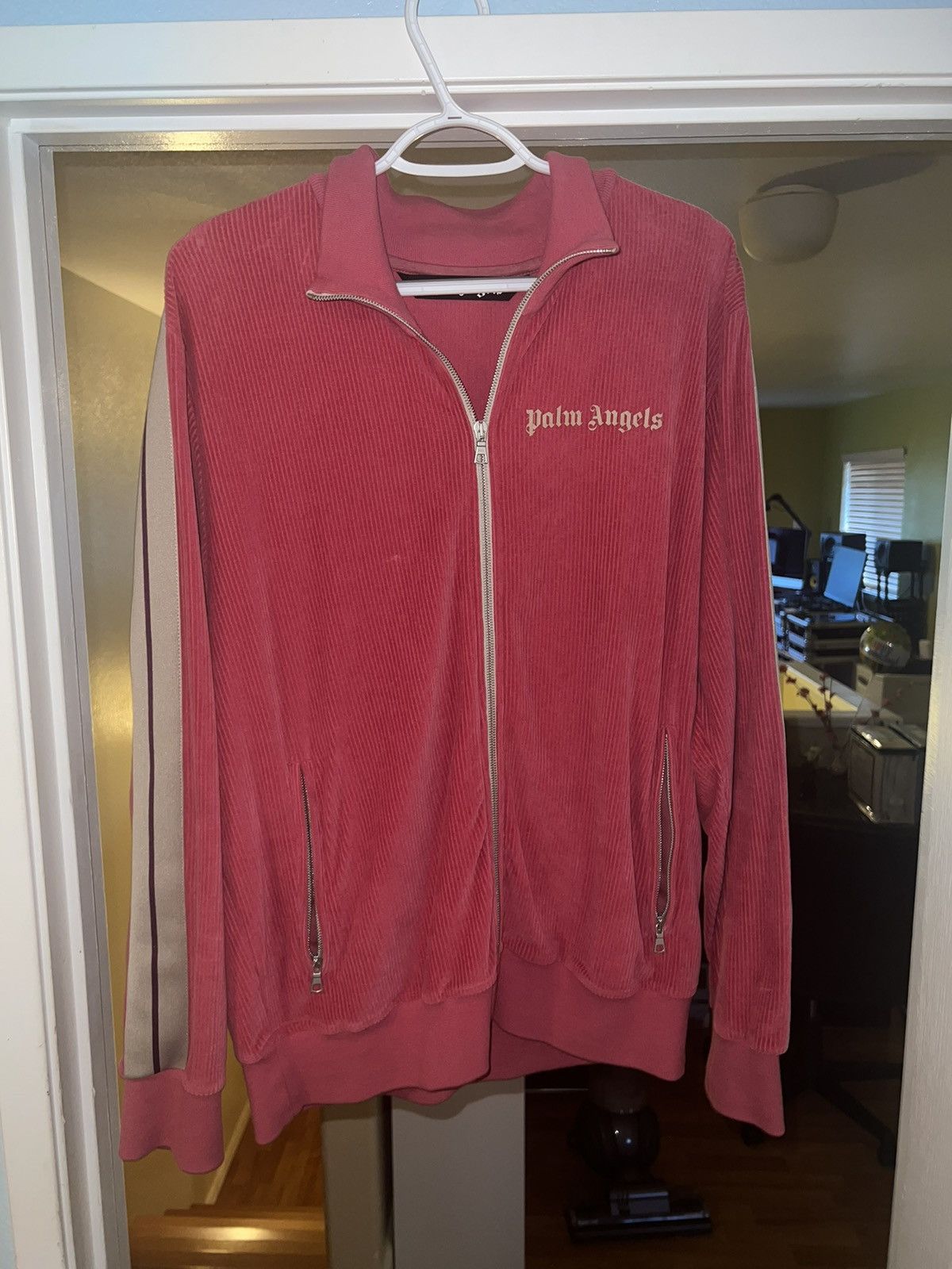 image of Palm Angels Track Jacket - Red, Men's (Size XL)