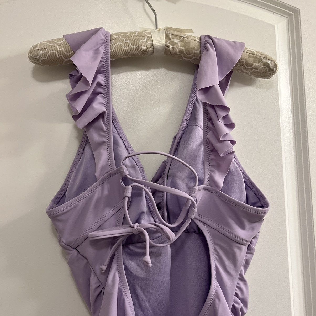 Other Unbranded Ruffle Plunge One-Piece Swimsuit Lavender Purple Size ONE SIZE - 5 Thumbnail