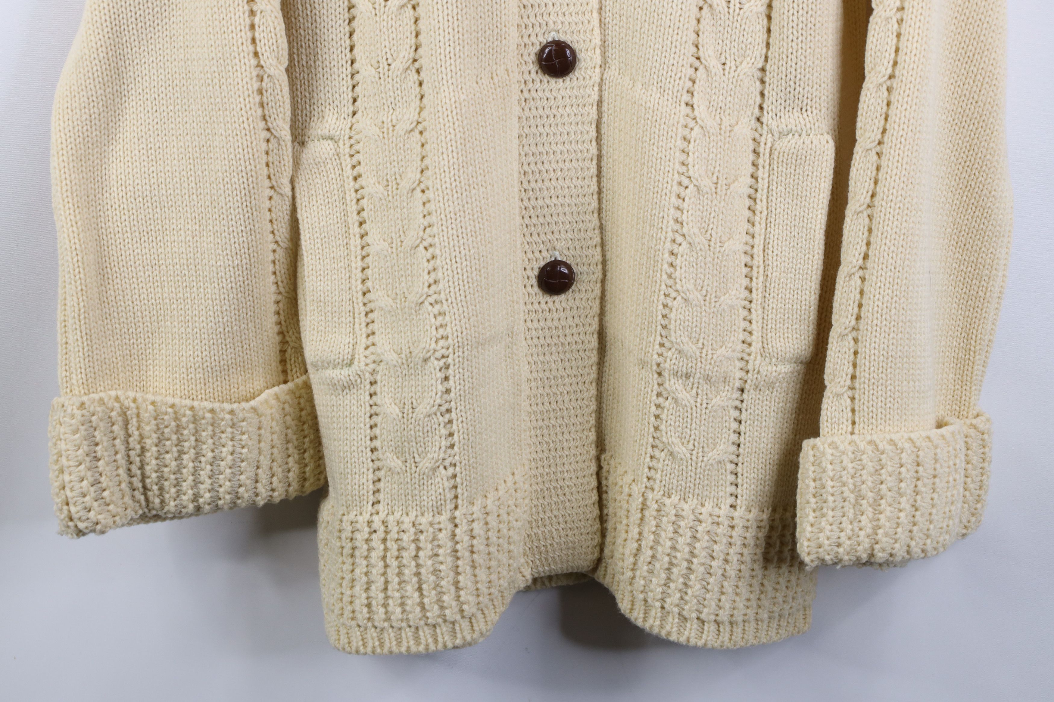 Vintage Deadstock Vintage 60s 70s Fisherman Knit Cardigan Sweater Size M / US 6-8 / IT 42-44 - 3 Thumbnail