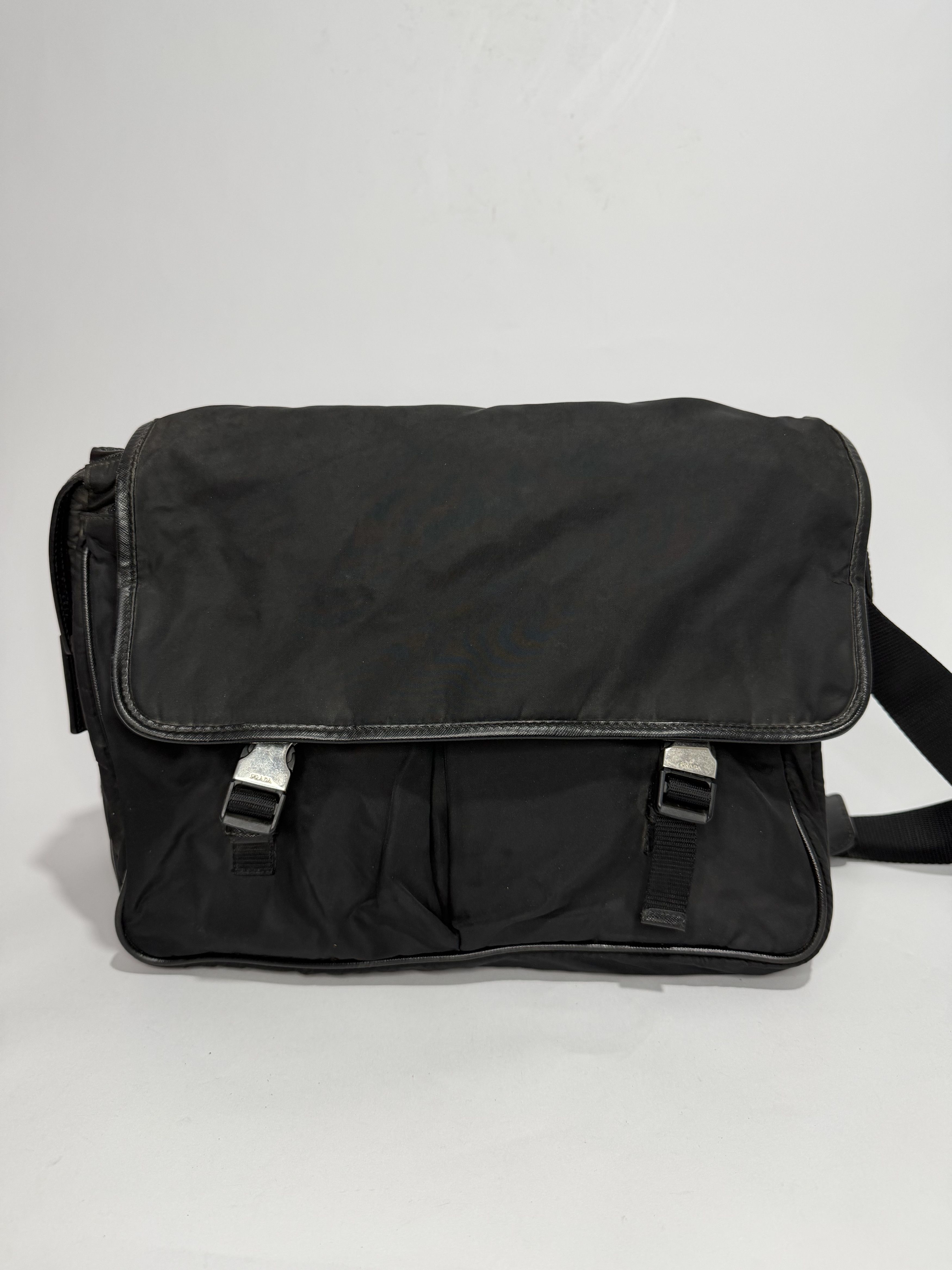 Prada Prada Black Nylon Flap Messenger Bag Size ONE SIZE - 1 Thumbnail