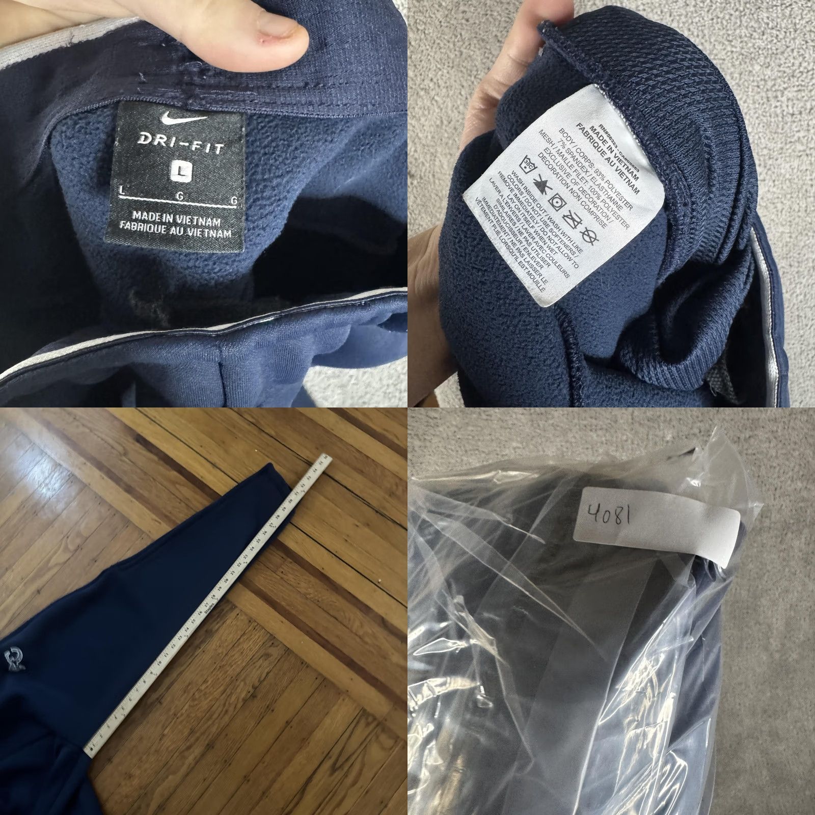 Nike Nike Dri-FIT Track Pants Mens Large Blue Fleece Elastic Waist Pockets 79 AC Logo Zippered Ankle Athletic Size US 33 - 9 Thumbnail