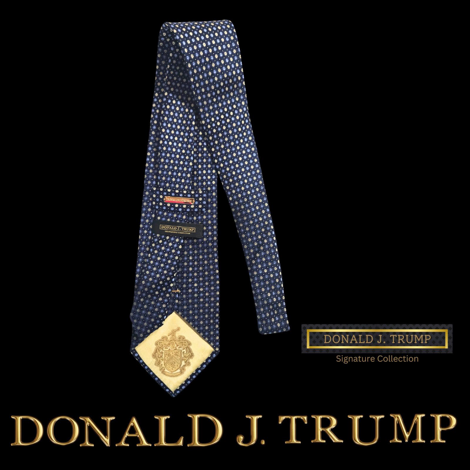Designer NEW Donald J. Trump Necktie Navy Blue Yellow Silk Tie Box Size ONE SIZE - 2 Thumbnail