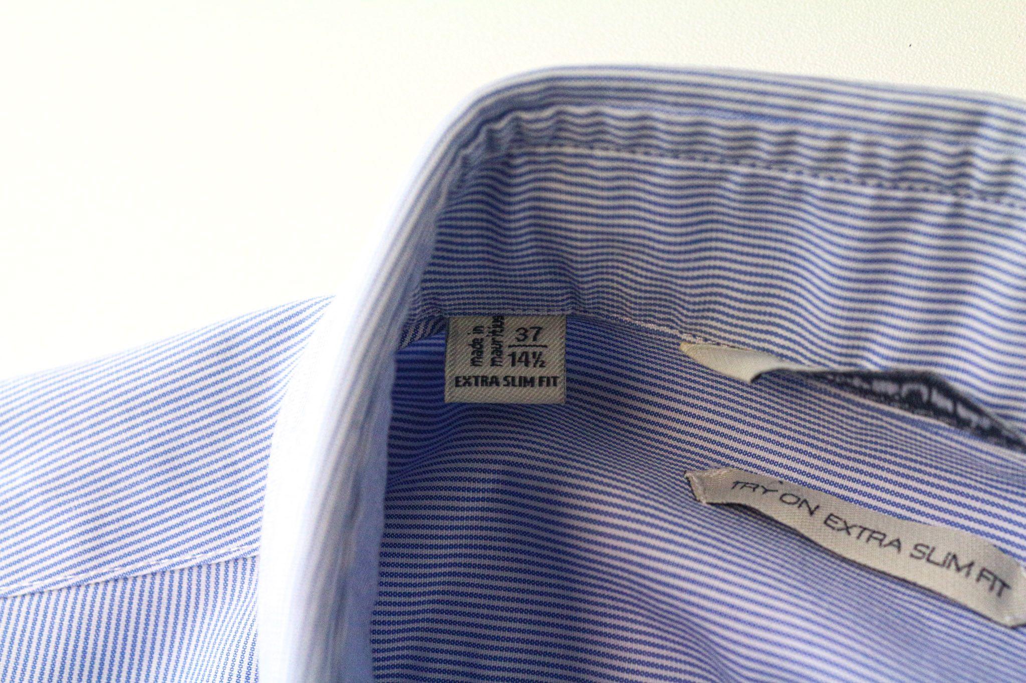 Suitsupply 37/14 1/2 Extra Slim Blue Cotton Striped Shirt 79356 Size 38R - 5 Thumbnail