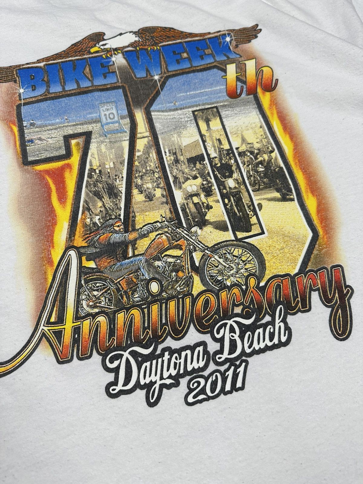 Harley Davidson Vintage Bike Week Daytona Beach Harley Moto Print T Shirt Size US XL / EU 56 / 4 - 14 Thumbnail
