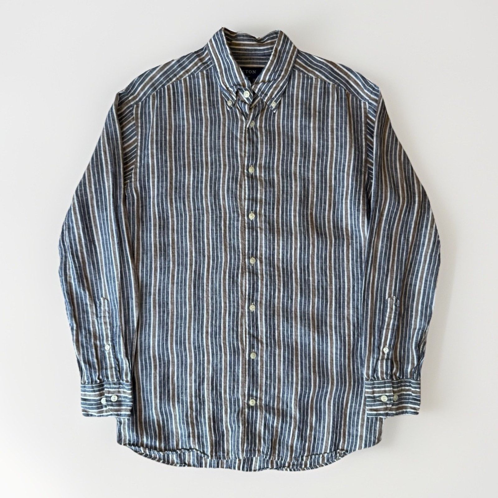 Eton Eton Linen Shirt 16.5 Multicolor Striped Collared Button Up Size US M / EU 48-50 / 2 - 1 Thumbnail