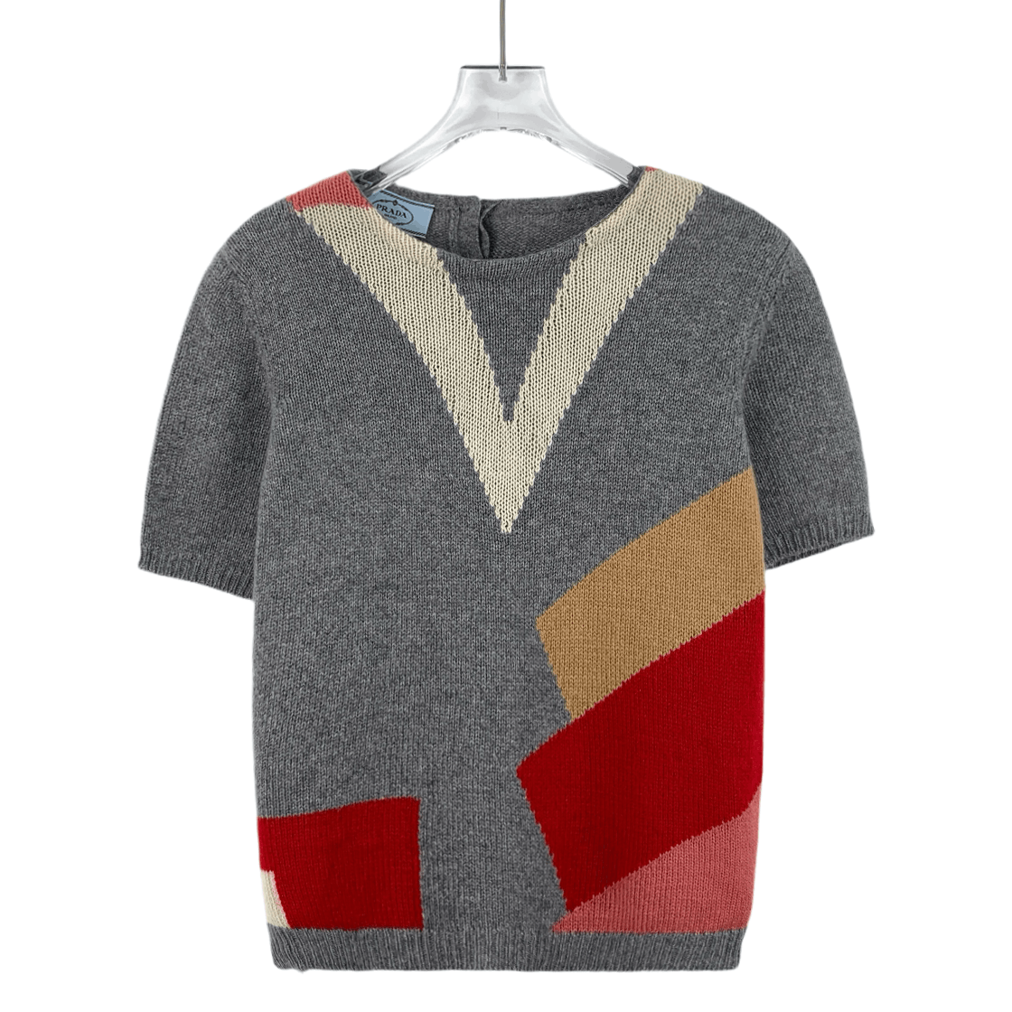 Prada Prada Grey Knit Crewneck Short Sleeve Top (Size S) Size S / US 4 / IT 40 - 1 Thumbnail