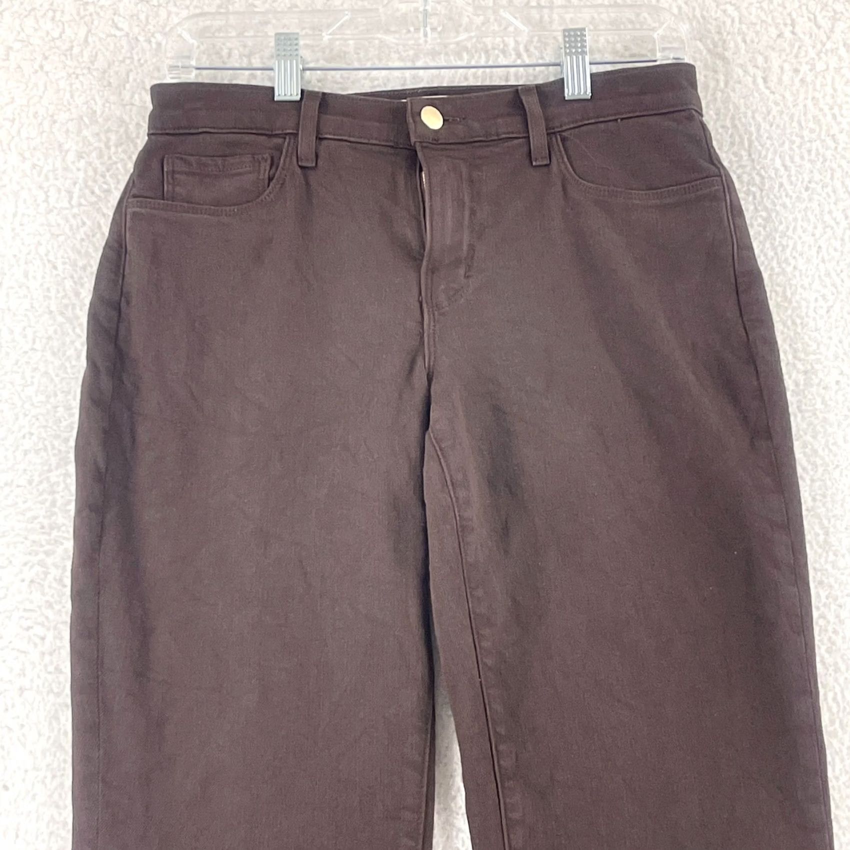 L'AGENCE L'Agence Sada Jeans Womens Size 25 Brown Denim High-Rise Cropped Slim Frayed Hem Jeans Size 42" / US 20 - 2 Thumbnail