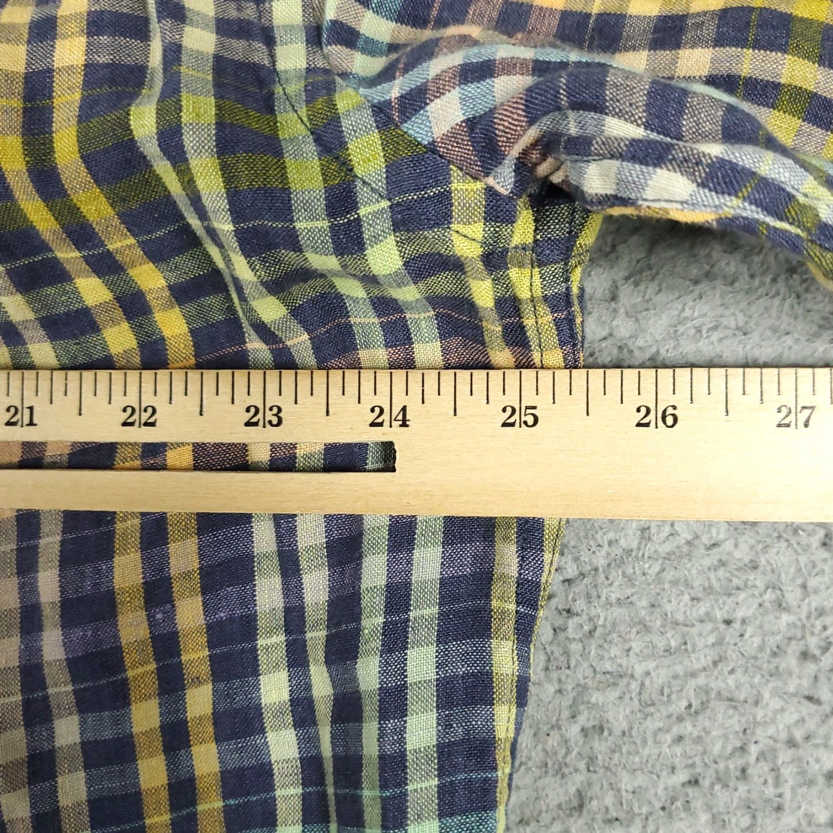 Tommy Bahama Tommy Bahama Shirt Mens XL Blue Yellow Check Linen Button Up Long Sleeve Size US XL / EU 56 / 4 - 5 Thumbnail