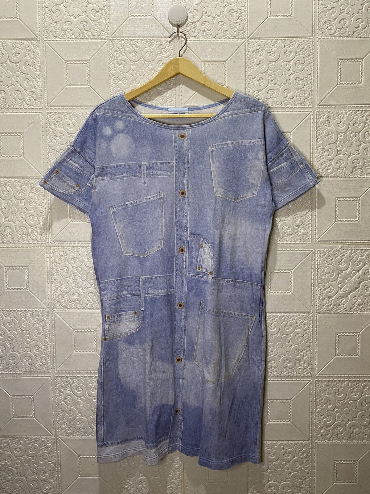 Issey Miyake × Japanese Brand × Tsumori Chisato Tsumori Chisato Room By Issey Miyake Dress DenimPrinted Size M / US 6-8 / IT 42-44 - 1 Thumbnail