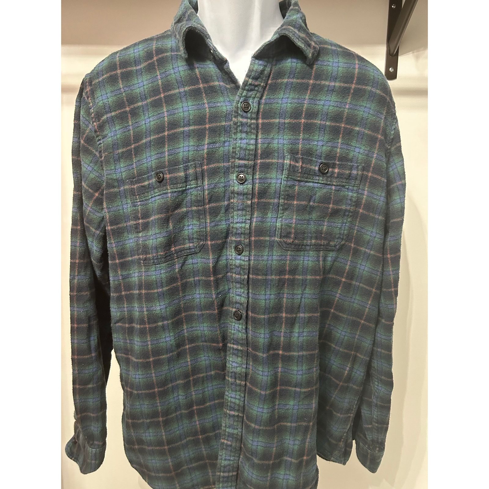 Gap GAP Mens Large Gray Green BlueFlannel Shirt Standard Fit Size US L / EU 52-54 / 3 - 3 Thumbnail