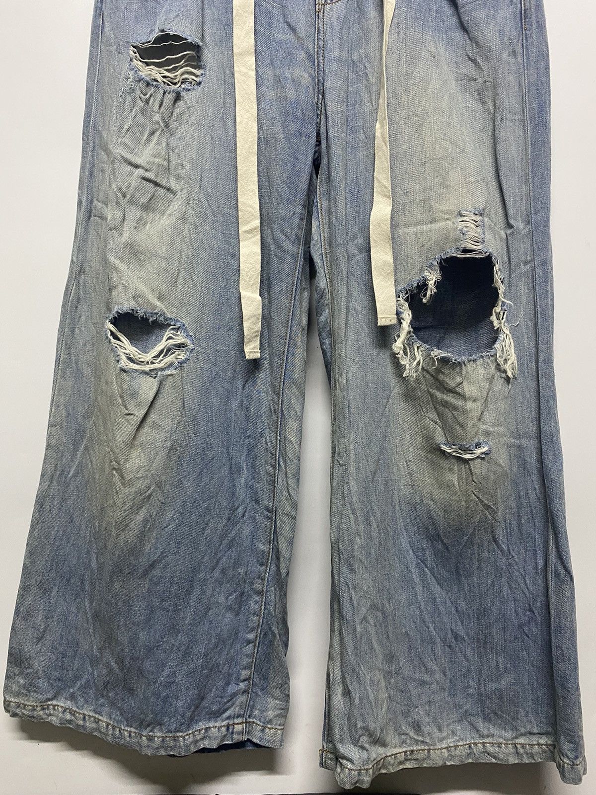 Hysteric Glamour × Japanese Brand RNA İnç. Jeans Distressed Overall Denim Wide Leg Loose Pants Size 32" / US 10 / IT 46 - 6 Thumbnail
