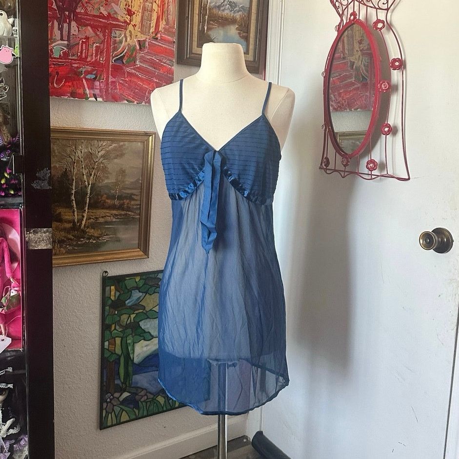 Other no brand dark blue mesh slip top bralette Size L / US 10 / IT 46 - 1 Thumbnail