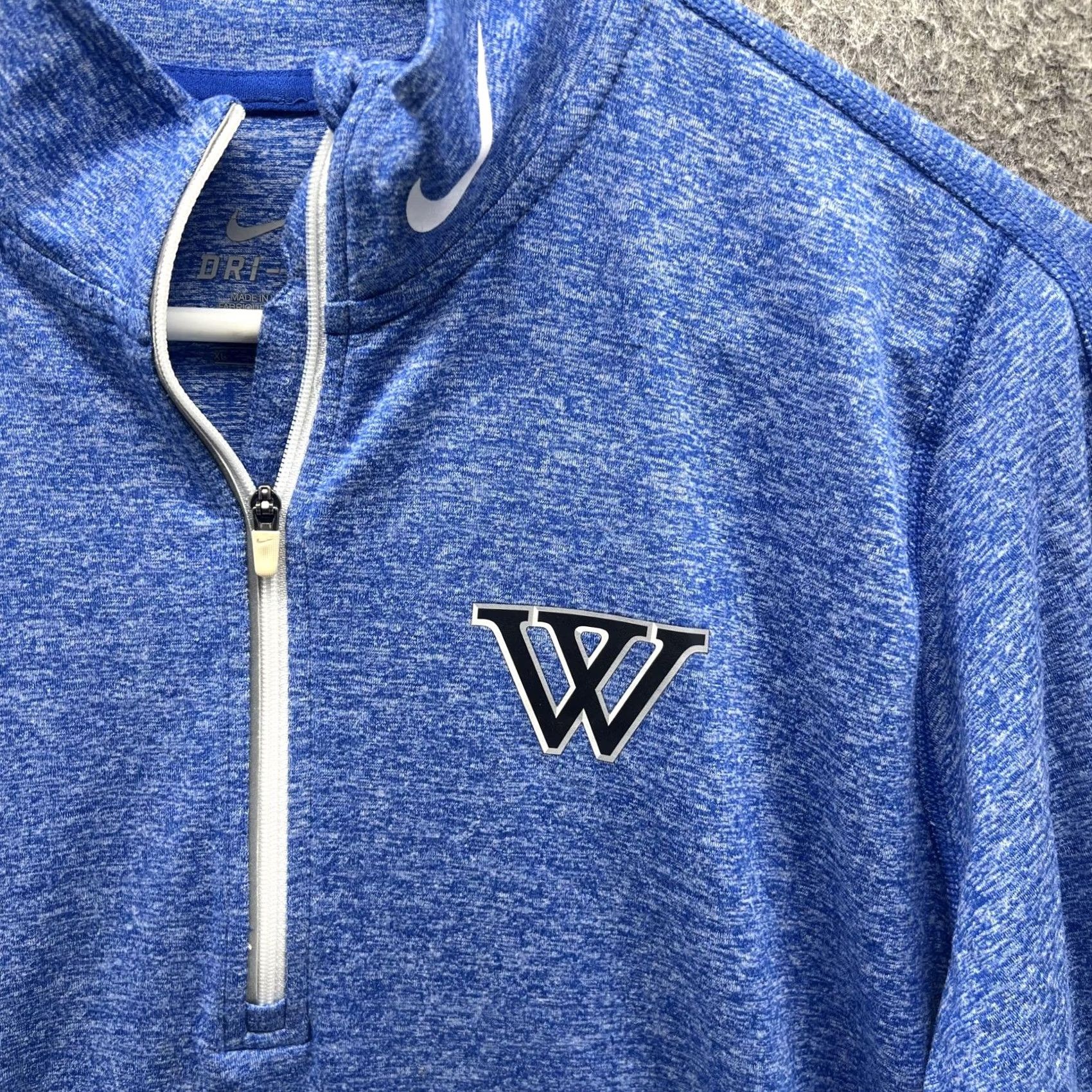 Nike Nike Dri-FIT Pullover Womens XL Blue Heather 1/4 Zip W Logo Shirt Top Long Sleeve Size XL / US 12-14 / IT 48-50 - 3 Thumbnail