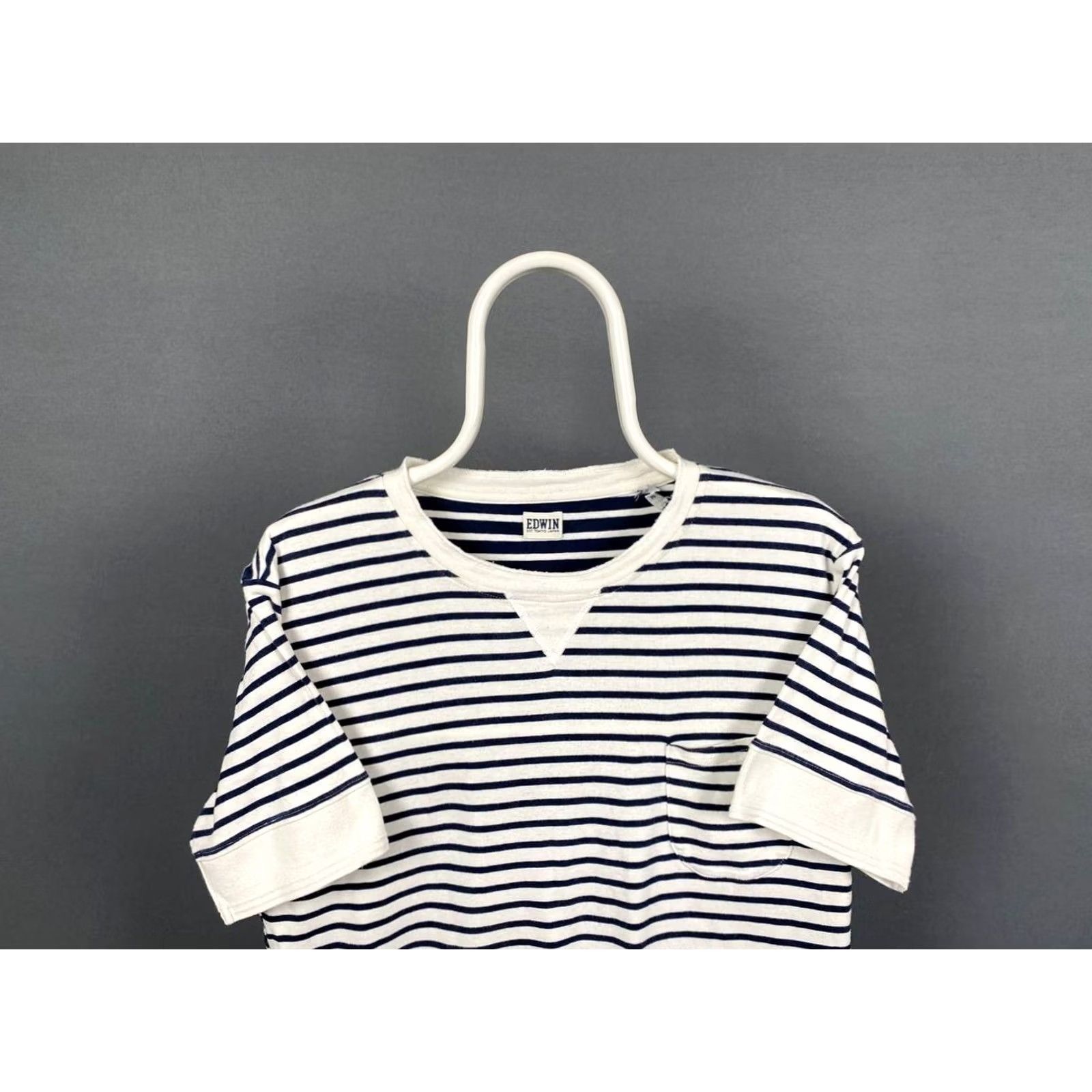 Edwin Edwin Shirt Mens M Blue & White Size Striped Cotton Crew Neck Short Sleeve Size US M / EU 48-50 / 2 - 6 Thumbnail