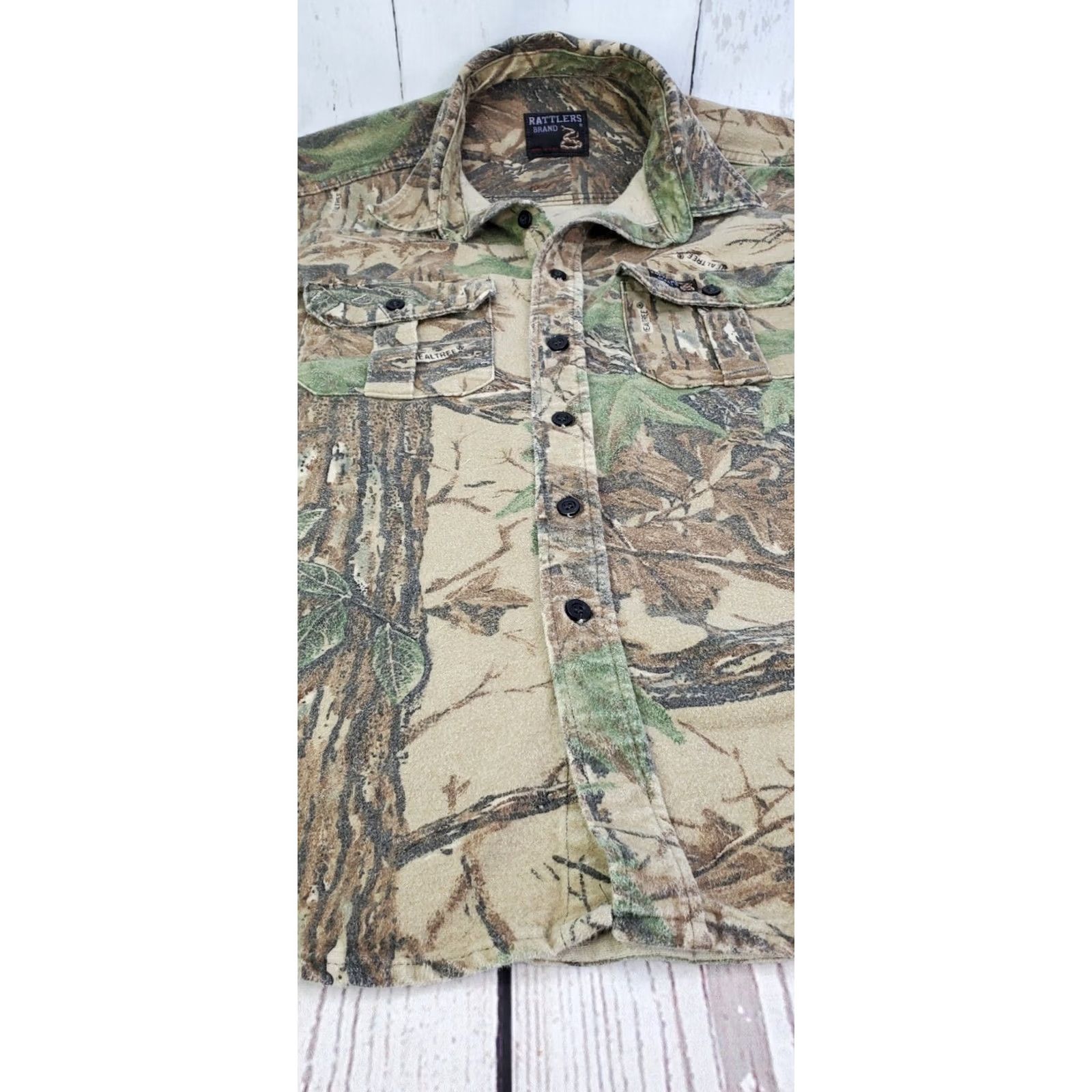 Realtree VINTAGE Rattler's Brand Real Tree Camo Flannel Shirt Mens Sz Lrg Size US XL / EU 56 / 4 - 2 Thumbnail