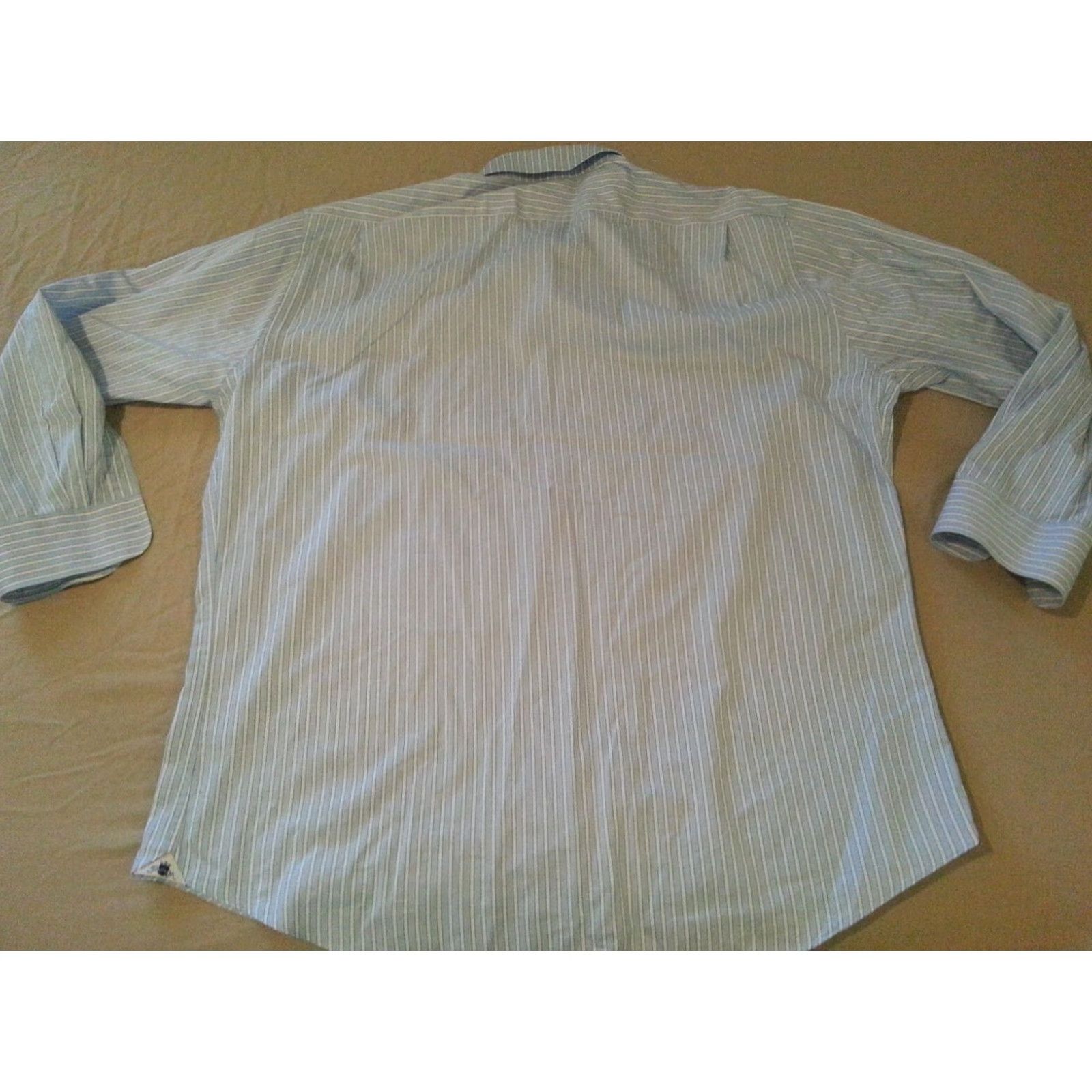 Peter Millar Peter Millar Dress Shirt Mens L Large Blue Stripes Cotton Long Sleeve Button Shirt Size 42R - 2 Thumbnail