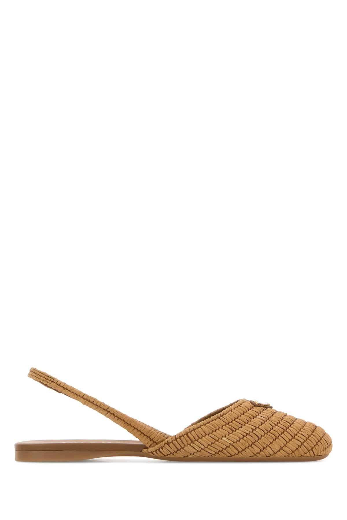 Prada Camel Raffia Ballerinas Size US 6 / IT 36 - 1 Thumbnail
