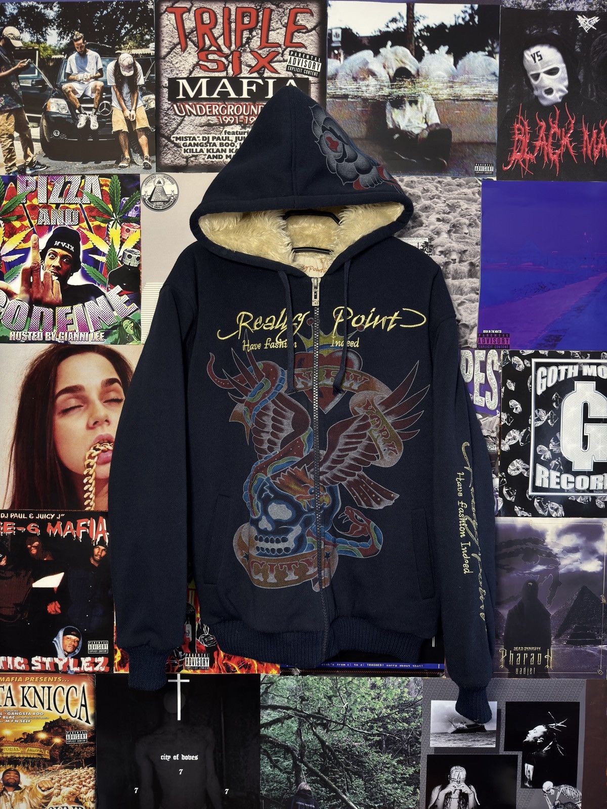 Ed Hardy Vintage Ed Hardy Really Point Fur Zip Hoodie Size US XL / EU 56 / 4 - 1 Thumbnail